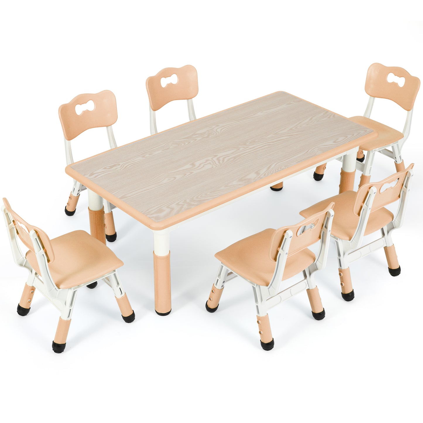 pirecart 7Pcs Kids Table and Chairs Set Height Adjustable Children Activity Art Table