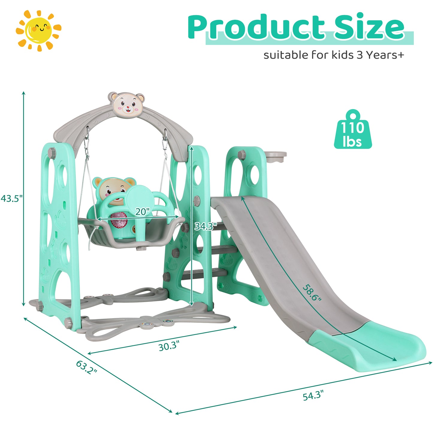 pirecart Toddler Slide and Swing Set, Baby Swing for Indoor Outdoor Playground