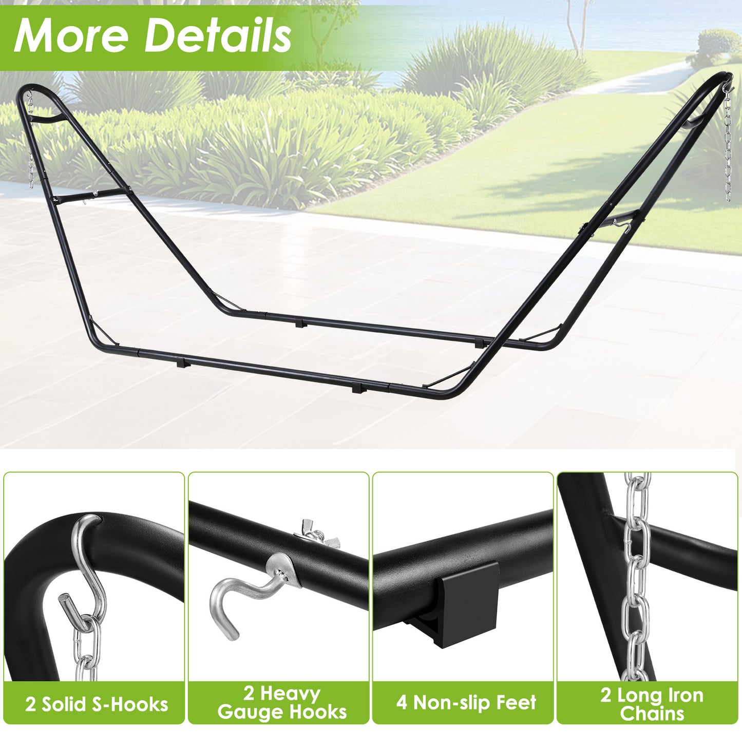 Pirecart 2-3 Person Heavy Duty Hammock Stand, 550 Lb Capacity, Adjustable Metal Hammock Frame, Camping, Backyard, Patio