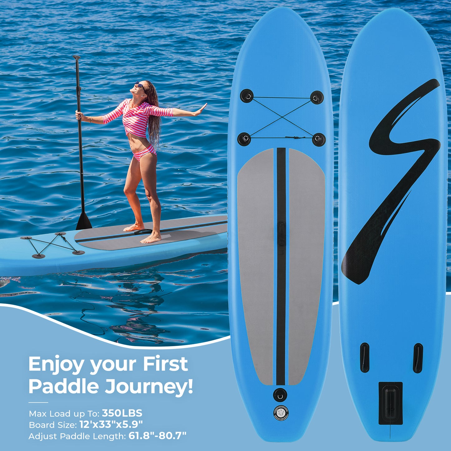 Pirecart 10/11/12 ft Inflatable Stand Up Paddle Surfboard with Carrying Bag Aluminum Paddle