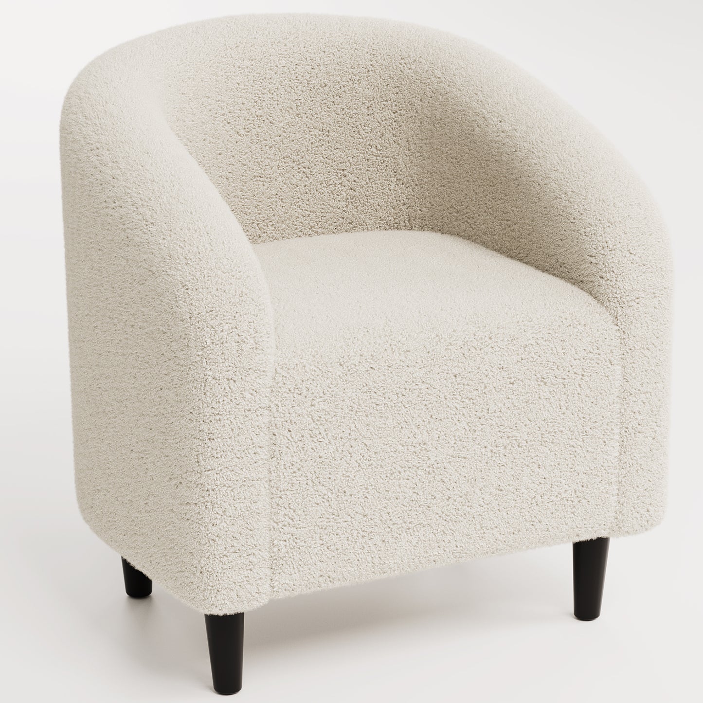 Pirecart Teddy Fabric Accent Barrel Chair, Small Space Compact Armchair, Soft Bedroom Accent Chair with a Side Pocket for Living Room/Bedroom/Reception Room