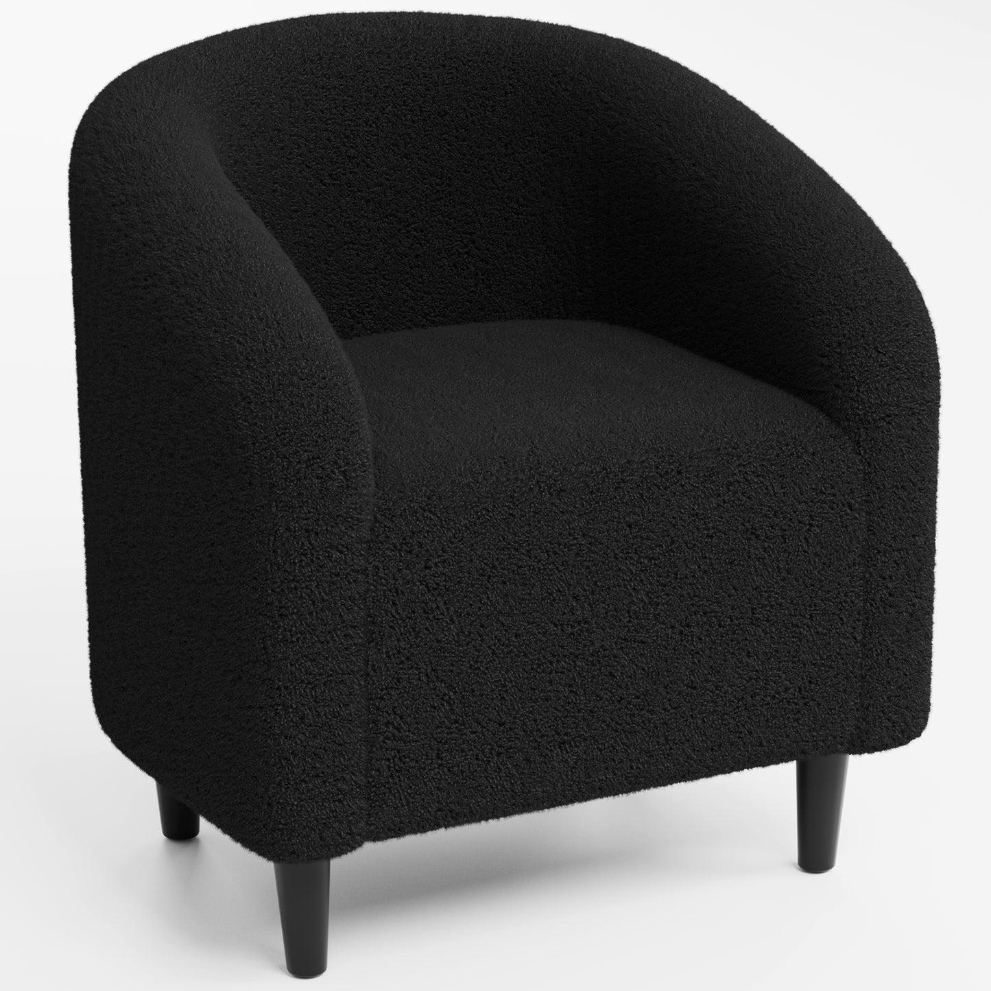 Pirecart Teddy Fabric Accent Barrel Chair, Small Space Compact Armchair, Soft Bedroom Accent Chair with a Side Pocket for Living Room/Bedroom/Reception Room