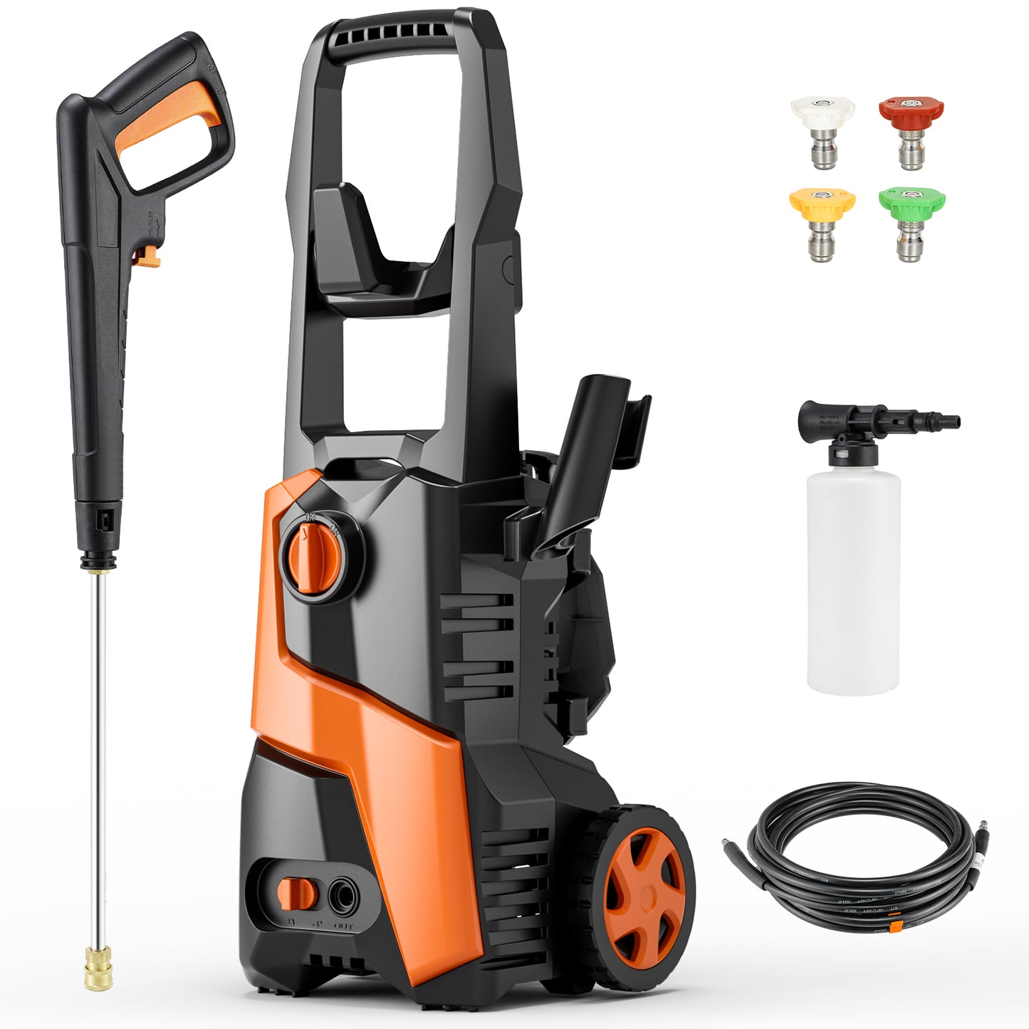 Pirecart 2700 PSI 31.7 GPM Electric Pressure Washer High Pressure Cleaning Machine with Foam Cannon, 4-Nozzle Set