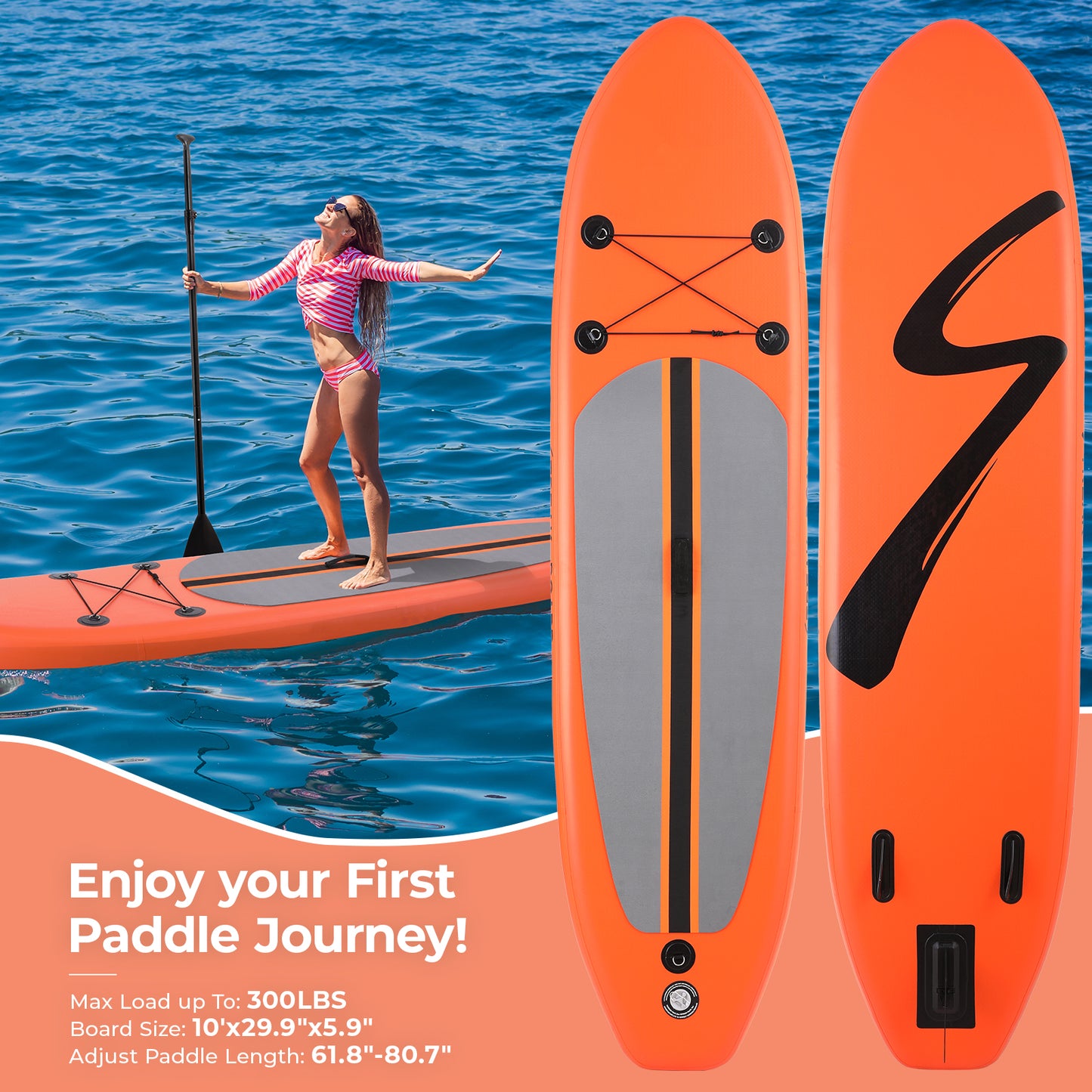 Pirecart 10/11/12 ft Inflatable Stand Up Paddle Surfboard with Carrying Bag Aluminum Paddle
