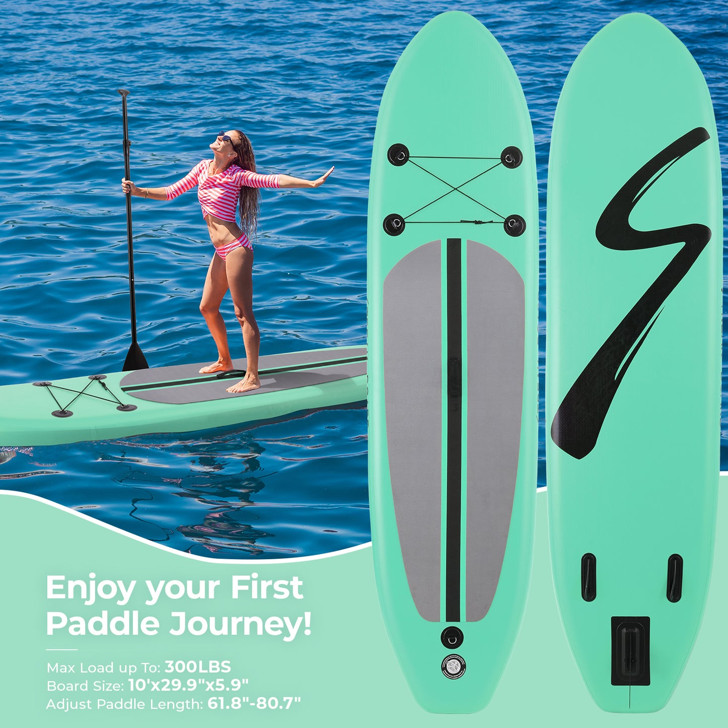 Pirecart 10/11/12 ft Inflatable Stand Up Paddle Surfboard with Carrying Bag Aluminum Paddle