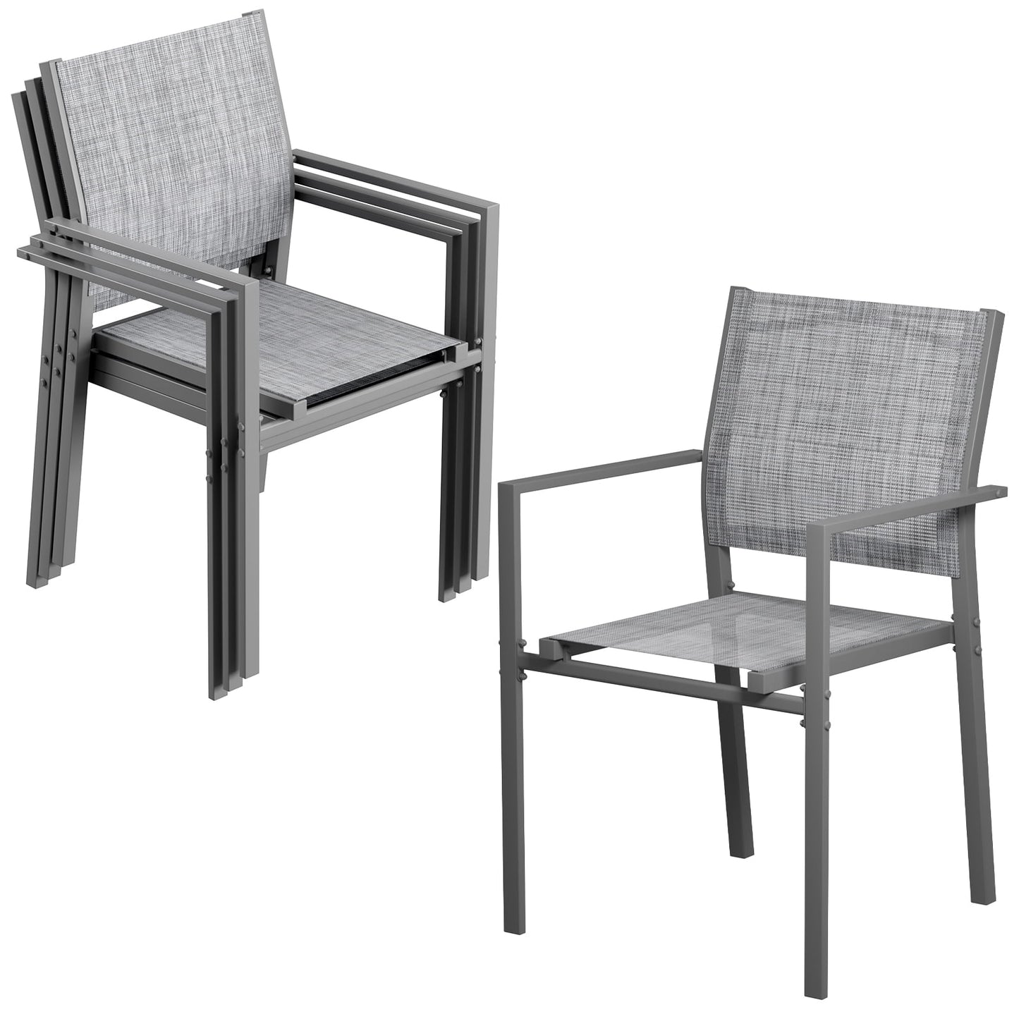 Pirecart 4/6 PCS Patio Dining Chairs Set, Stackable Textilene Chair w/ Metal Frame & Armrest, Patio Chairs for Garden, Backyard, Deck, Lawn, Poolside ( Table not Included )