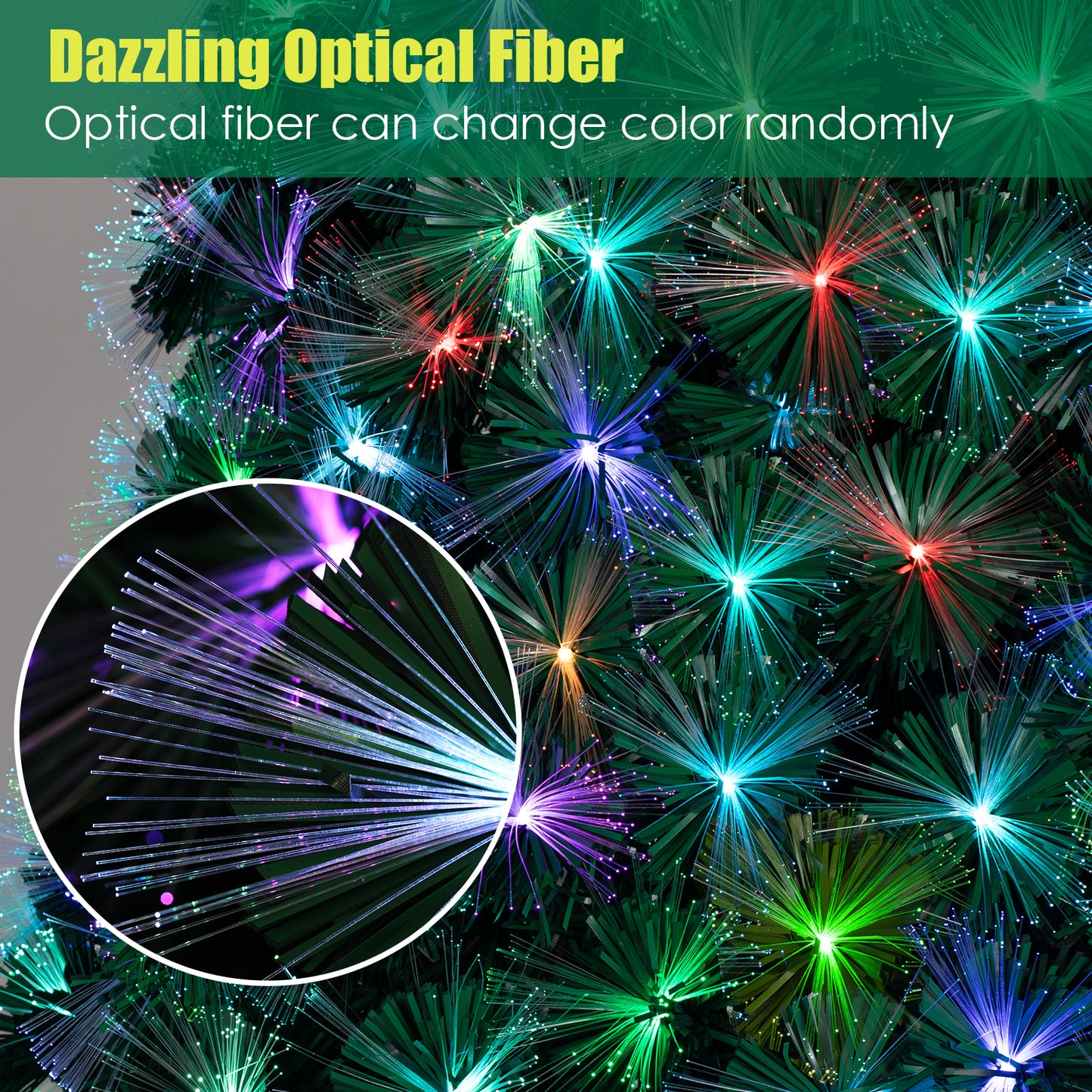 pirecart 6/8/9/10 ft Pre-Lit Fiber Optic Artificial Pine Christmas Tree Artificial Xmas Tree for Indoor Holiday Home Decoration