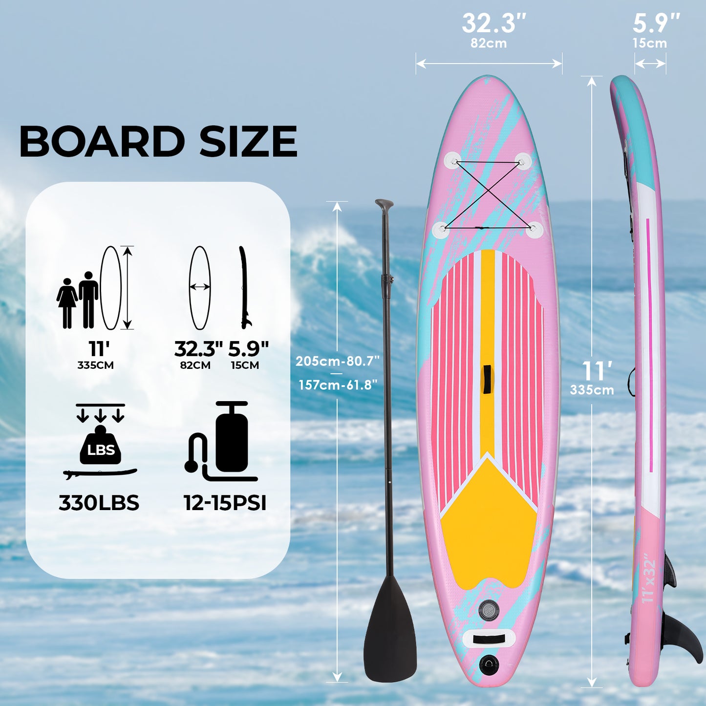 Pirecart 10/11/12 ft Inflatable Stand Up Paddle Surfboard with Carrying Bag Aluminum Paddle