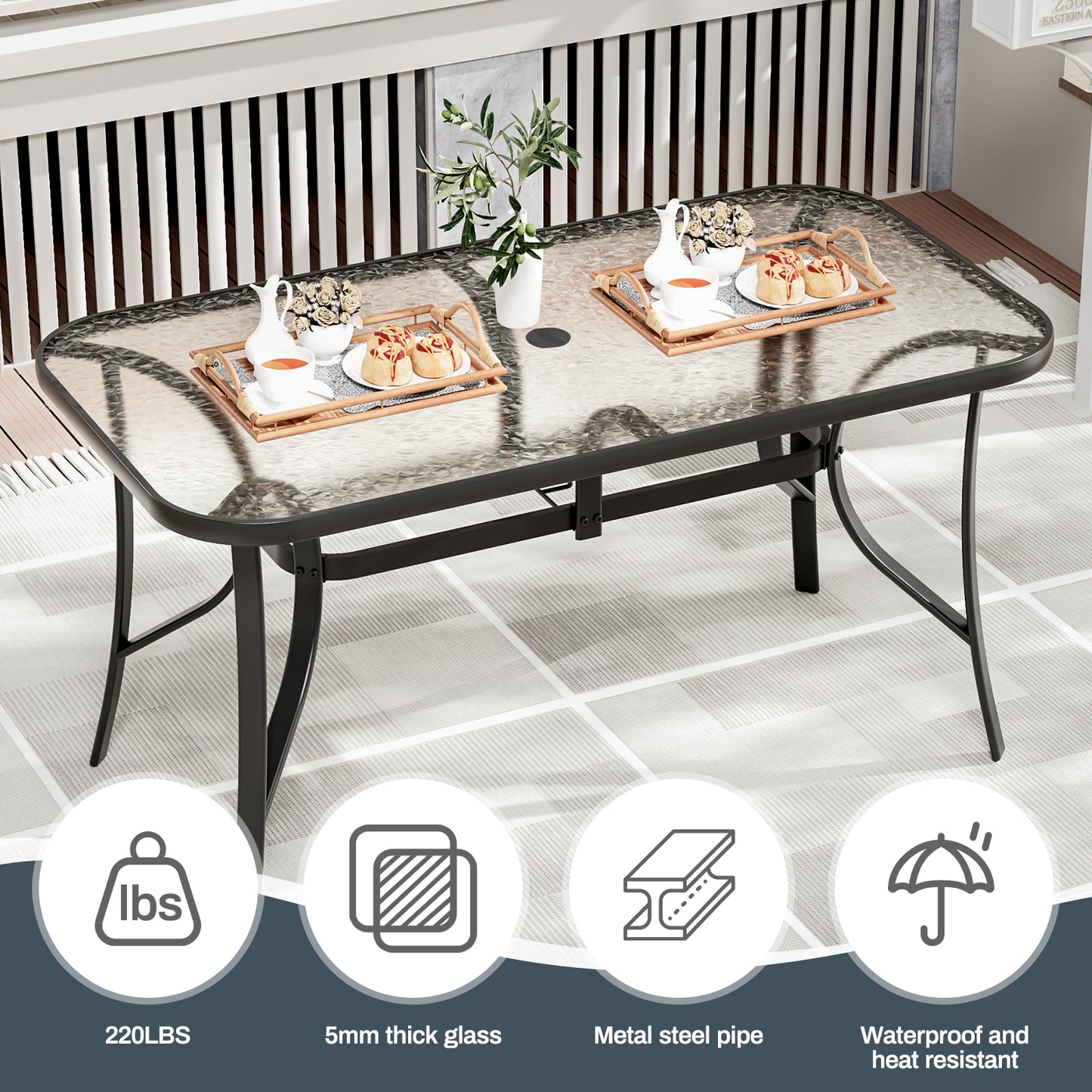 Pirecart Outdoor Table and Chair Set of 7, Textilene Patio Furniture Set Suitable for All Weather with Umbrella Hole, for Backyard Poolside