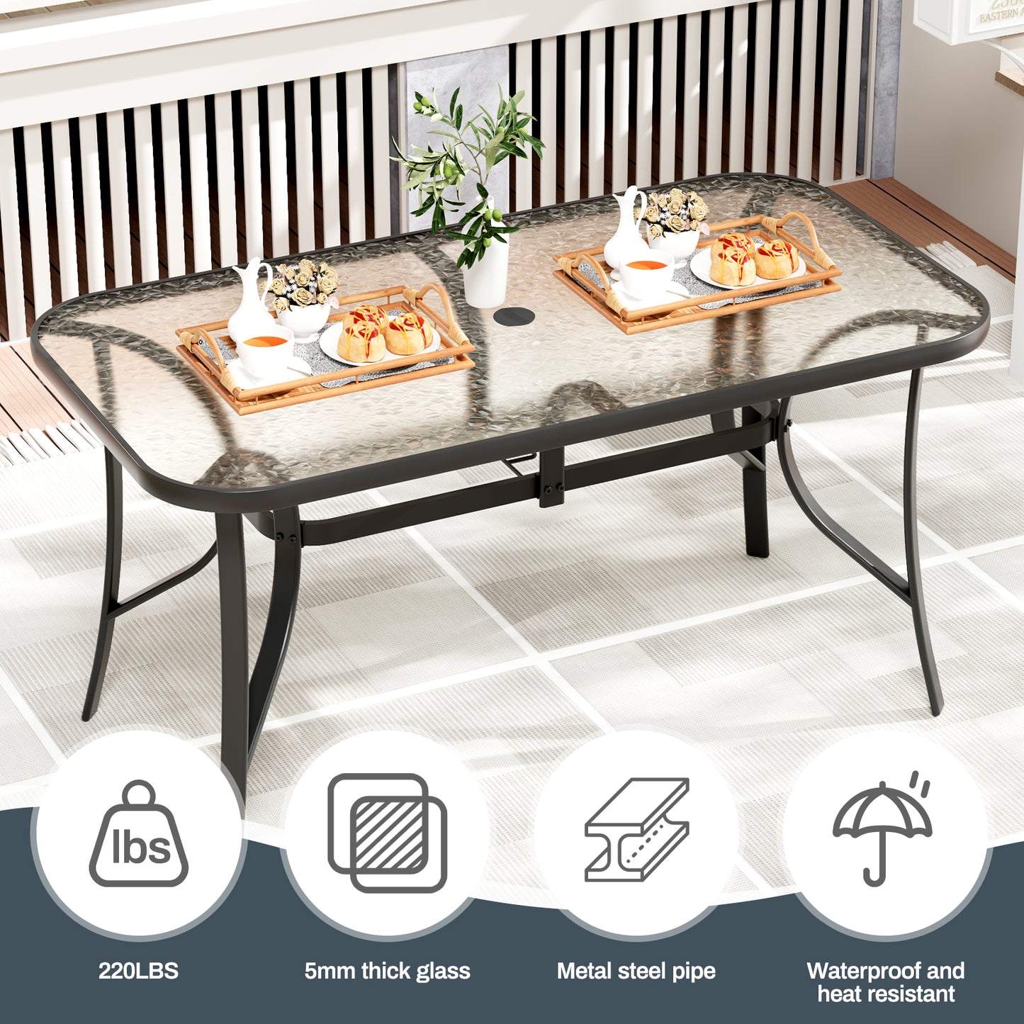 Pirecart Outdoor Table and Chair Set of 7, Textilene Patio Furniture Set Suitable for All Weather with Umbrella Hole, for Backyard Poolside