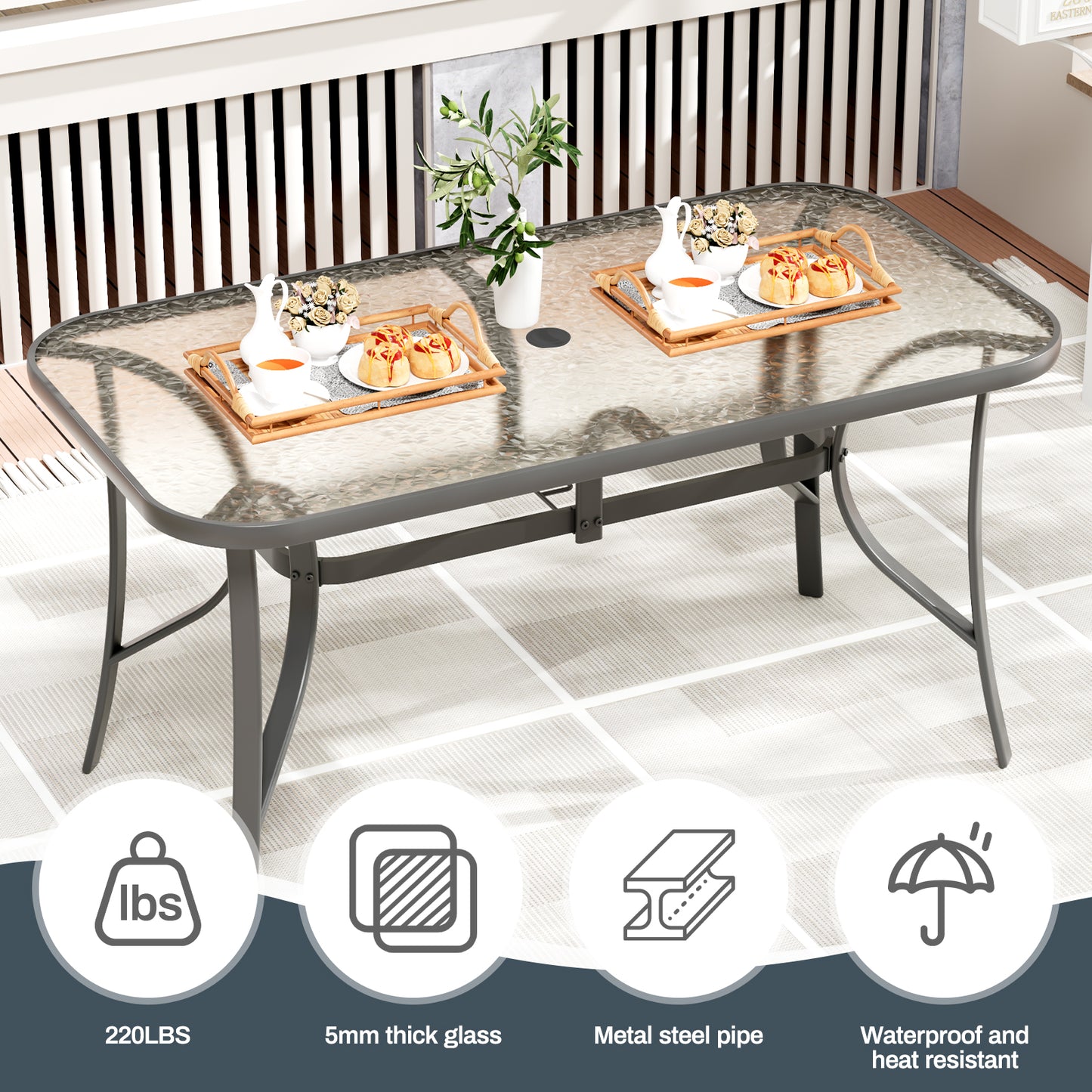 Pirecart Outdoor Table and Chair Set of 7, Textilene Patio Furniture Set Suitable for All Weather with Umbrella Hole, for Backyard Poolside