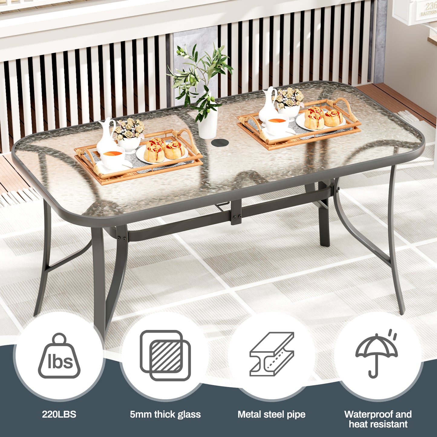 Pirecart Outdoor Table and Chair Set of 7, Textilene Patio Furniture Set Suitable for All Weather with Umbrella Hole, for Backyard Poolside