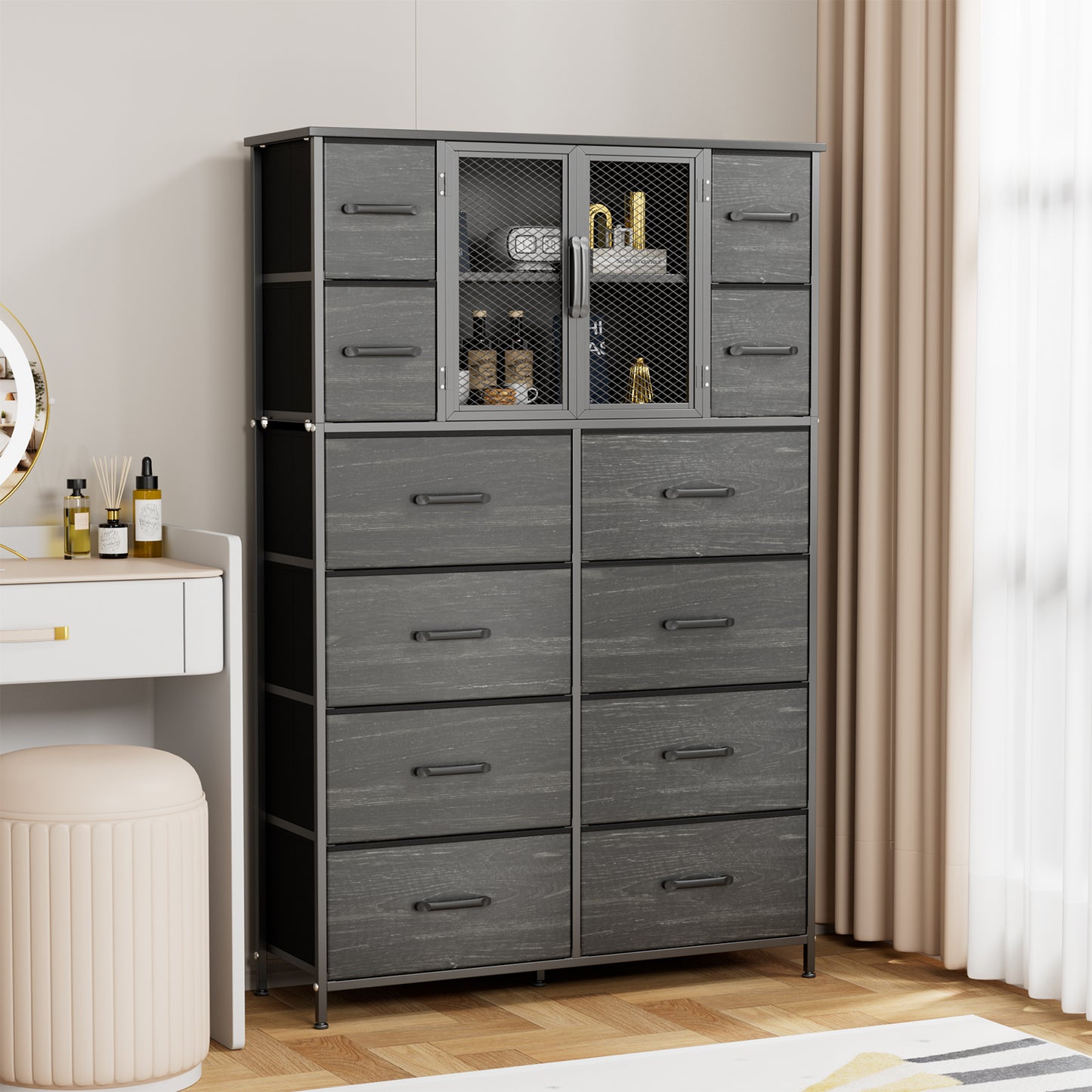 Pirecart 12 Drawer Dresser, Chest of Drawers Tall Dresser Fabric Dresser for Closets, Living Room
