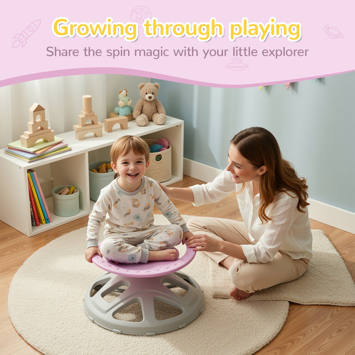 Pirecart Spinning Chair for Autistic Kids, Sit and Spin Autism Toys for Age 3+, Children's Rotating Chair for Kids with Autism, Training Body Coordination