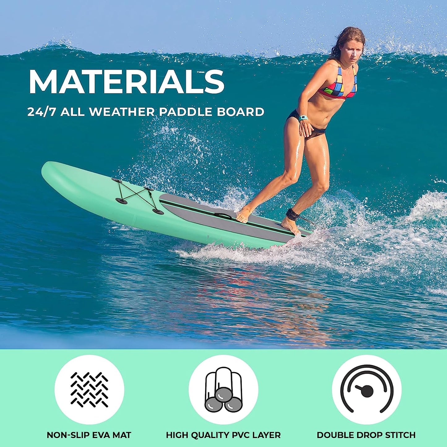 Pirecart 10/11/12 ft Inflatable Stand Up Paddle Surfboard with Carrying Bag Aluminum Paddle