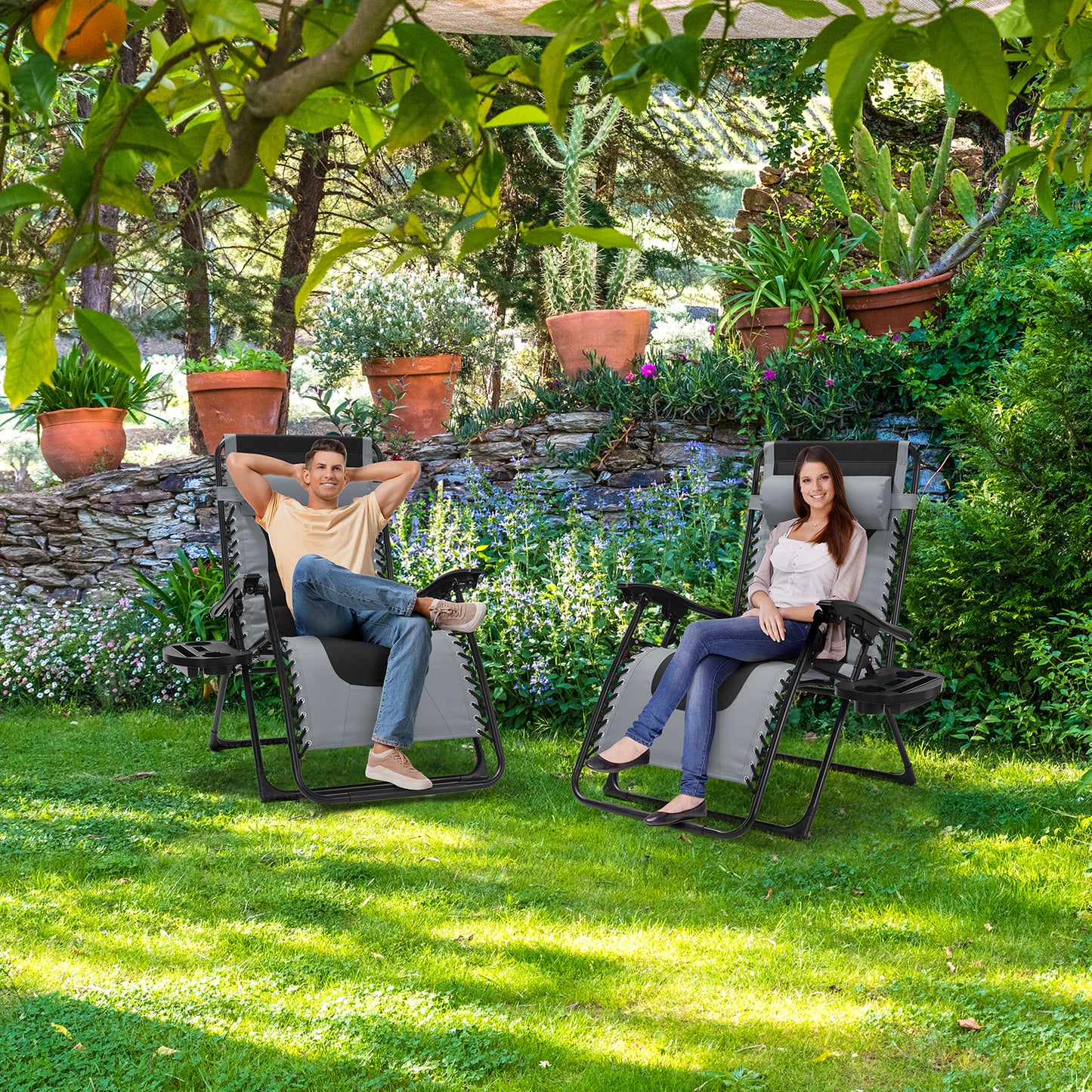 pirecart 2PCS Outdoor Oversized Padded Zero Gravity Chair