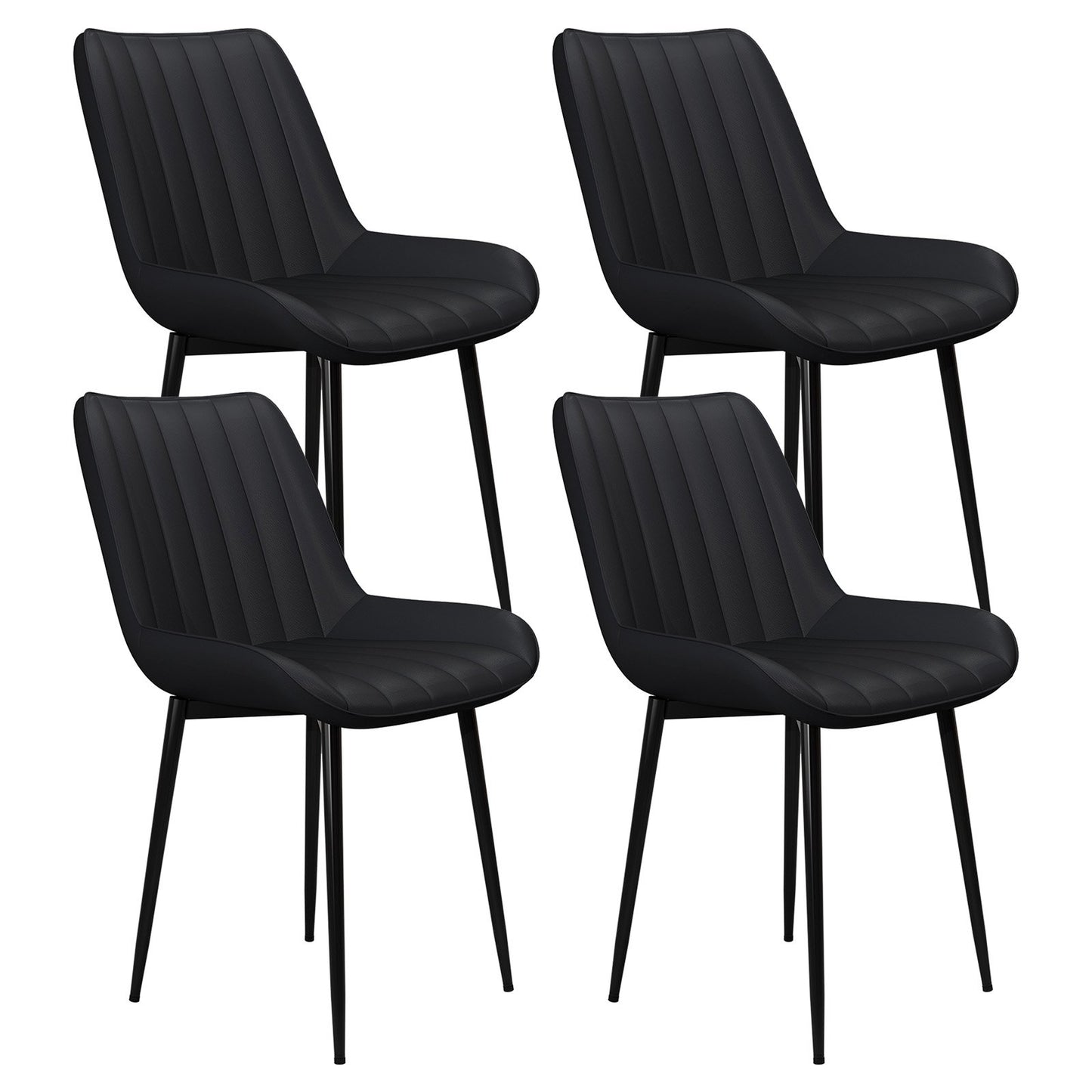 Pirecart High Back Dining Room Chairs, Set of 2/4 PU Leather Dining Chairs with Thick Cushions, Wide Padded Seat, Metal Legs for Kitchen, Living Room