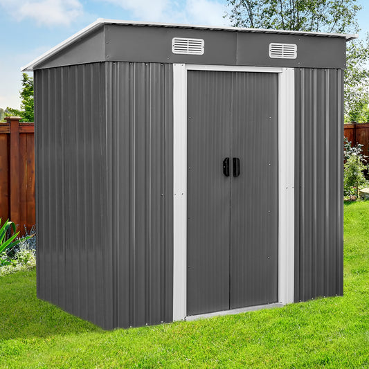 pirecart 6 ×3.5 FT Outdoor Storage Shed, Metal Garden Tool Shed with Sliding Door