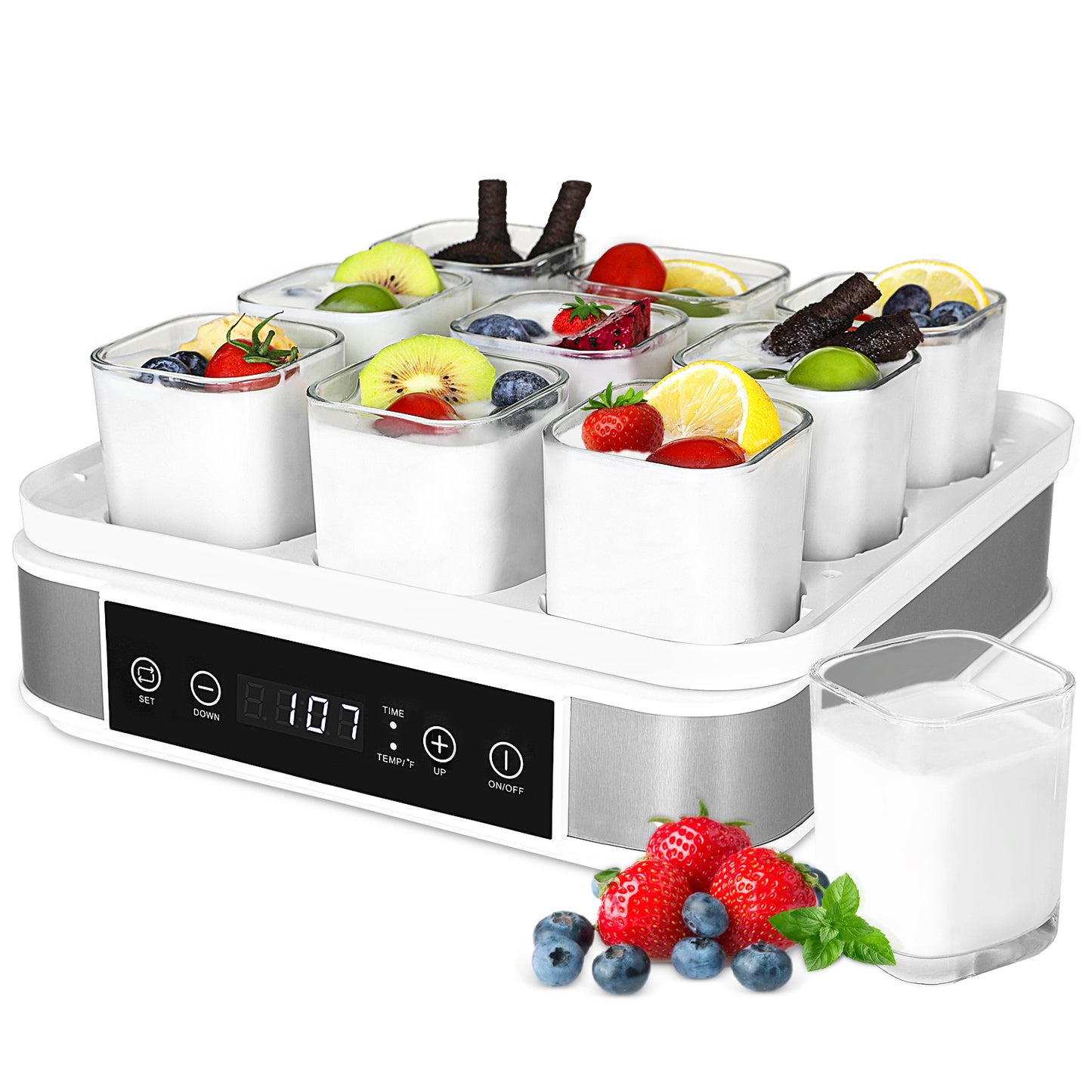 pirecart Yogurt Maker Machine, Greek Yogurt Maker with Temperature Control & Time Control, Automatic Digital Yogurt Machine is Easy to Use, Glass Jars are Easy to Clean, Perfect for Home Organic Yogurt