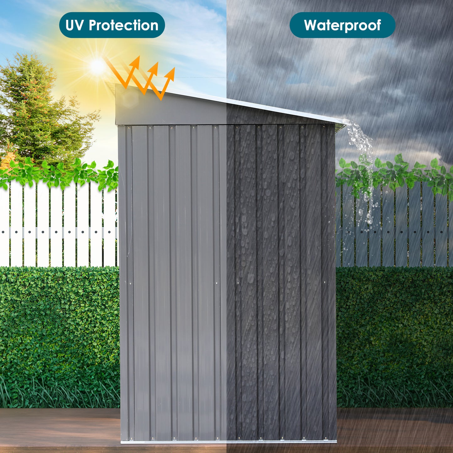 pirecart 6 ×3.5 FT Outdoor Storage Shed, Metal Garden Tool Shed with Sliding Door