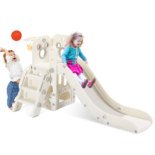 pirecart 4 in 1 Toddler Slide, Kids Climber Slide with Basketball Hoop and Ball