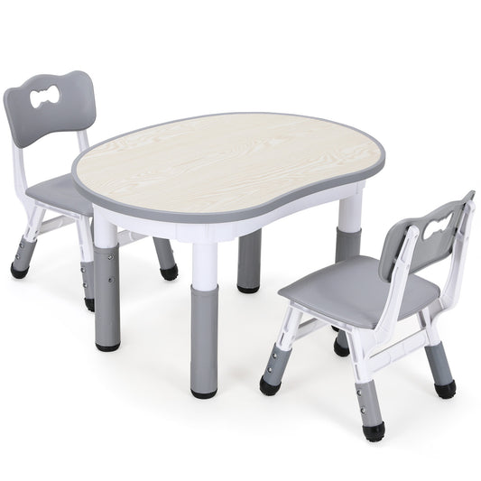 pirecart Kids Table and 2 Chairs Set Height Adjustable, Kids Art Table with Graffiti Desktop