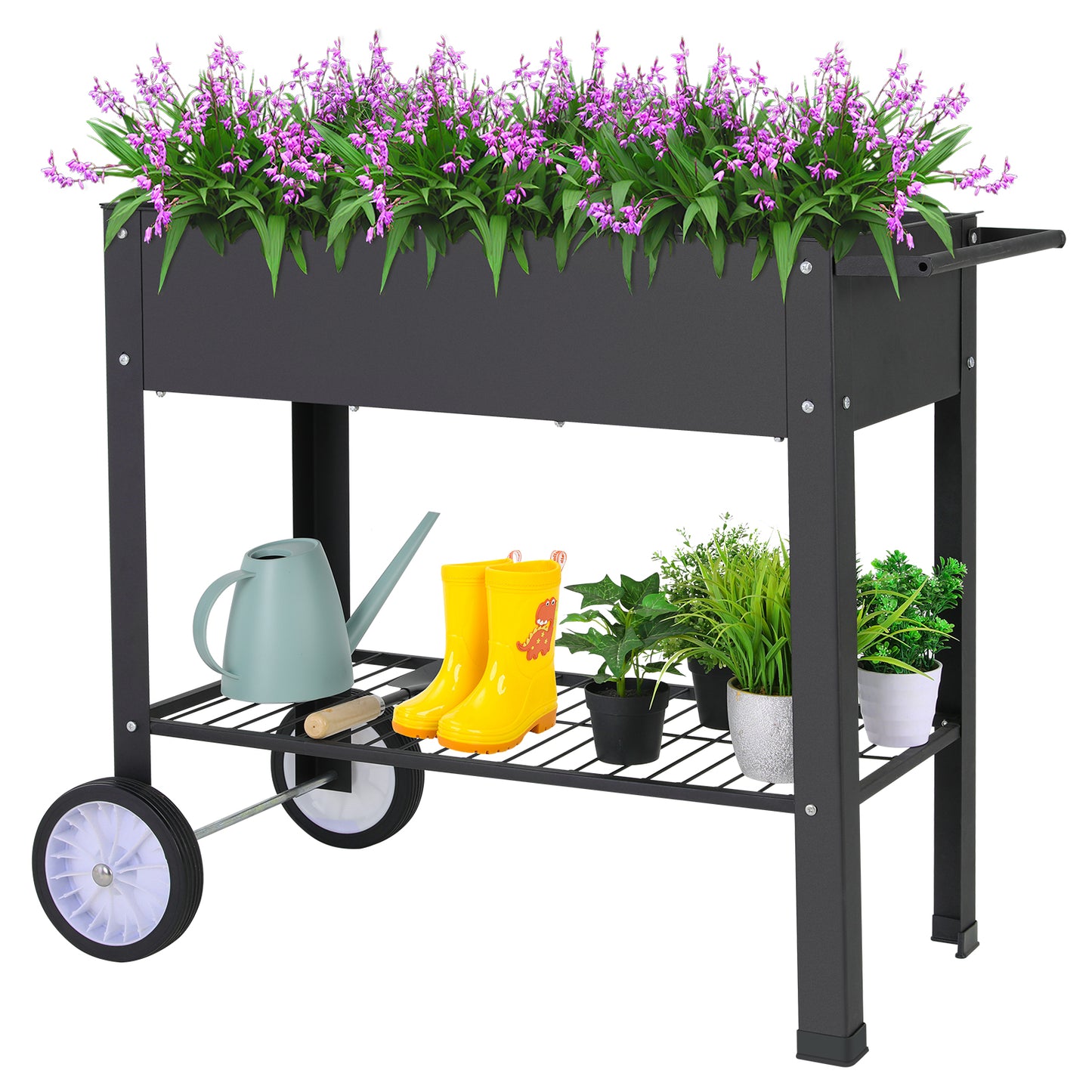 pirecart Raised Garden Bed with Wheels Outdoor Galvanized Metal Elevated Planter Box