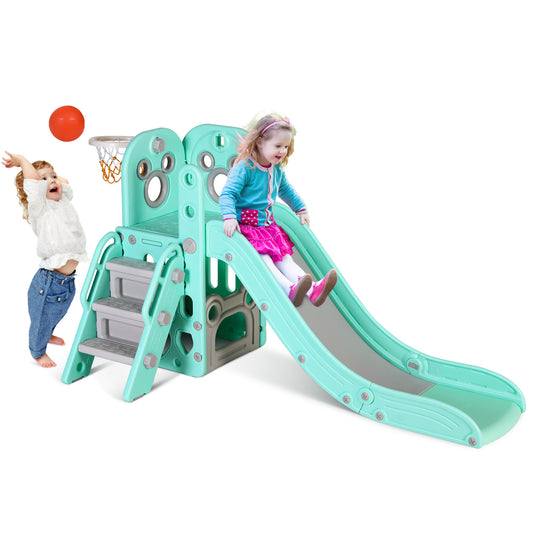 pirecart 4 in 1 Slide Climber for Toddler, Indoor Outdoor Baby Slide with Ball & Hoop