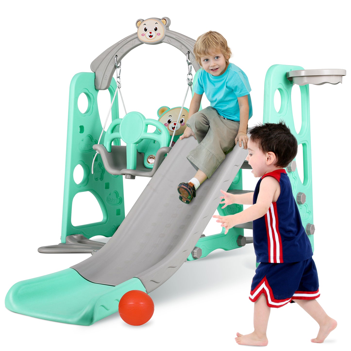 pirecart Toddler Slide and Swing Set, Baby Swing for Indoor Outdoor Playground