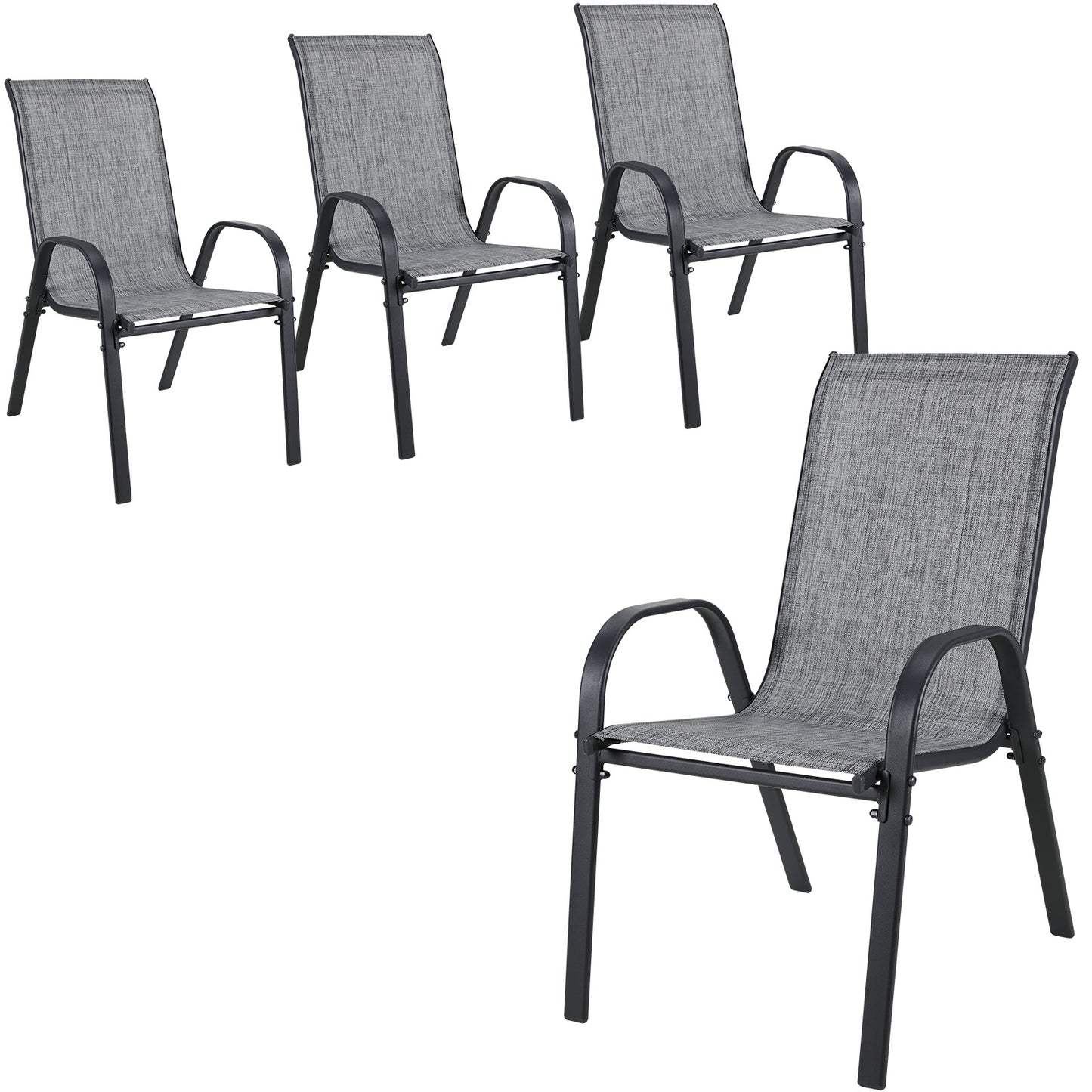 pirecart 4 Pcs Patio Dining Chairs, Outdoor Stackable All Weather Teslin Chair for or Poolside, Backyard, Garden