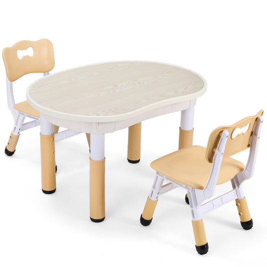 pirecart Kids Table and 2 Chairs Set, Toddler Art Table Height Adjustable