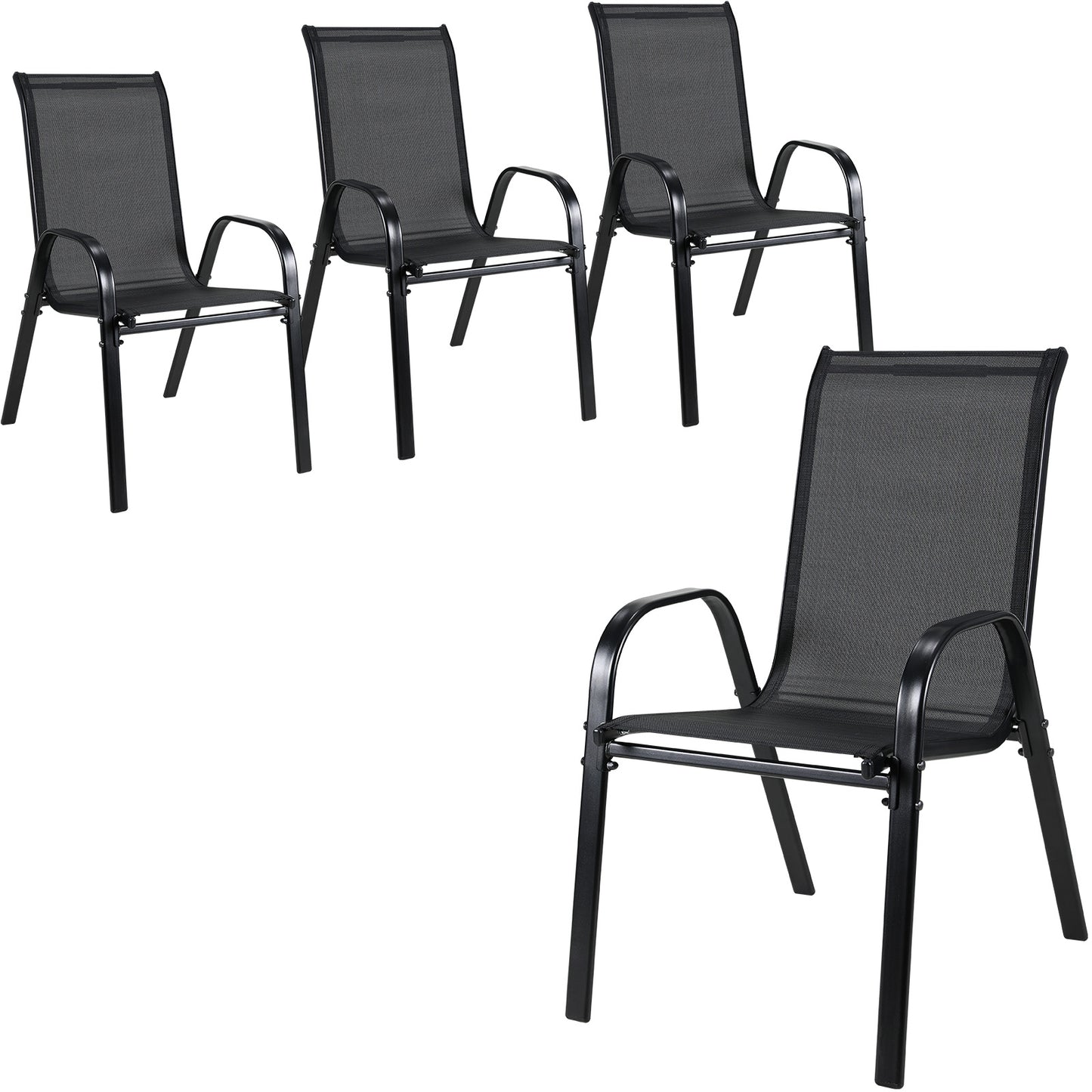 pirecart 4 Pcs Patio Dining Chairs, Outdoor Stackable All Weather Teslin Chair for or Poolside, Backyard, Garden