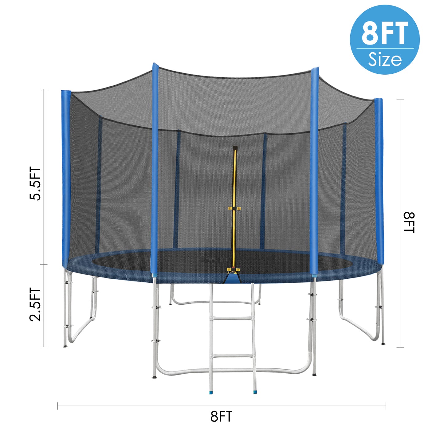 pirecart 8ft Outdoor Backyard Trampoline for Kids with Safety Enclosure, Jumping Mat & Ladder