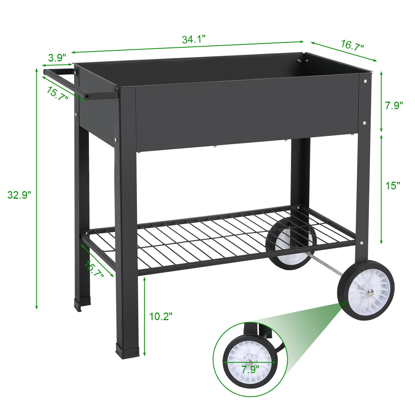 pirecart Raised Garden Bed with Wheels Outdoor Galvanized Metal Elevated Planter Box