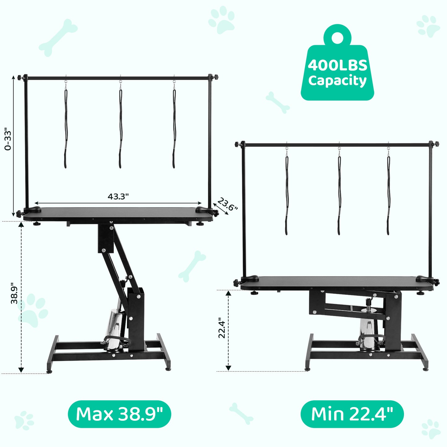 pirecart Hydraulic Pet Dog Grooming Table Heavy Duty Professional Grooming Table for Small/Medium/Large Dogs