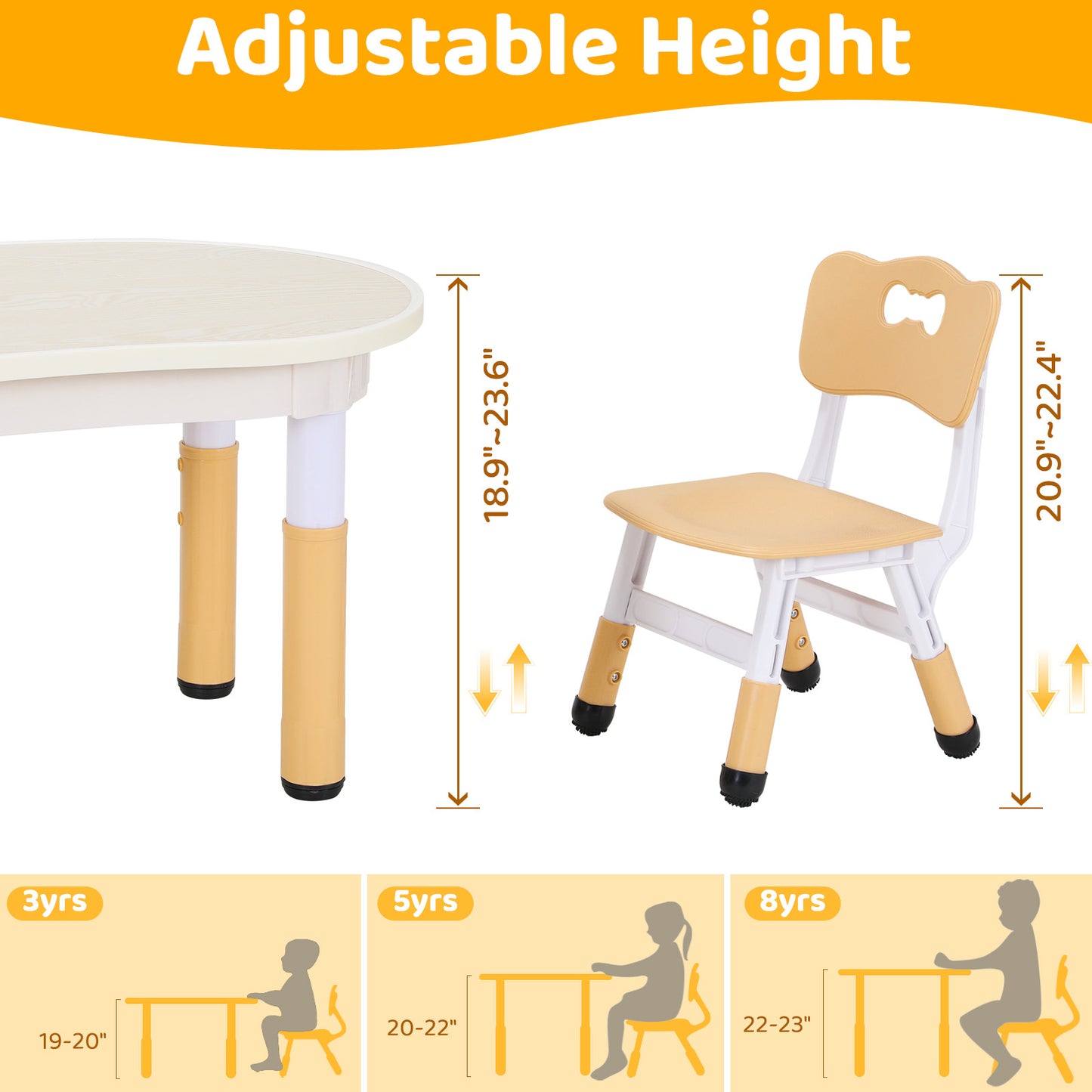 pirecart Kids Table and 2 Chairs Set, Toddler Art Table Height Adjustable