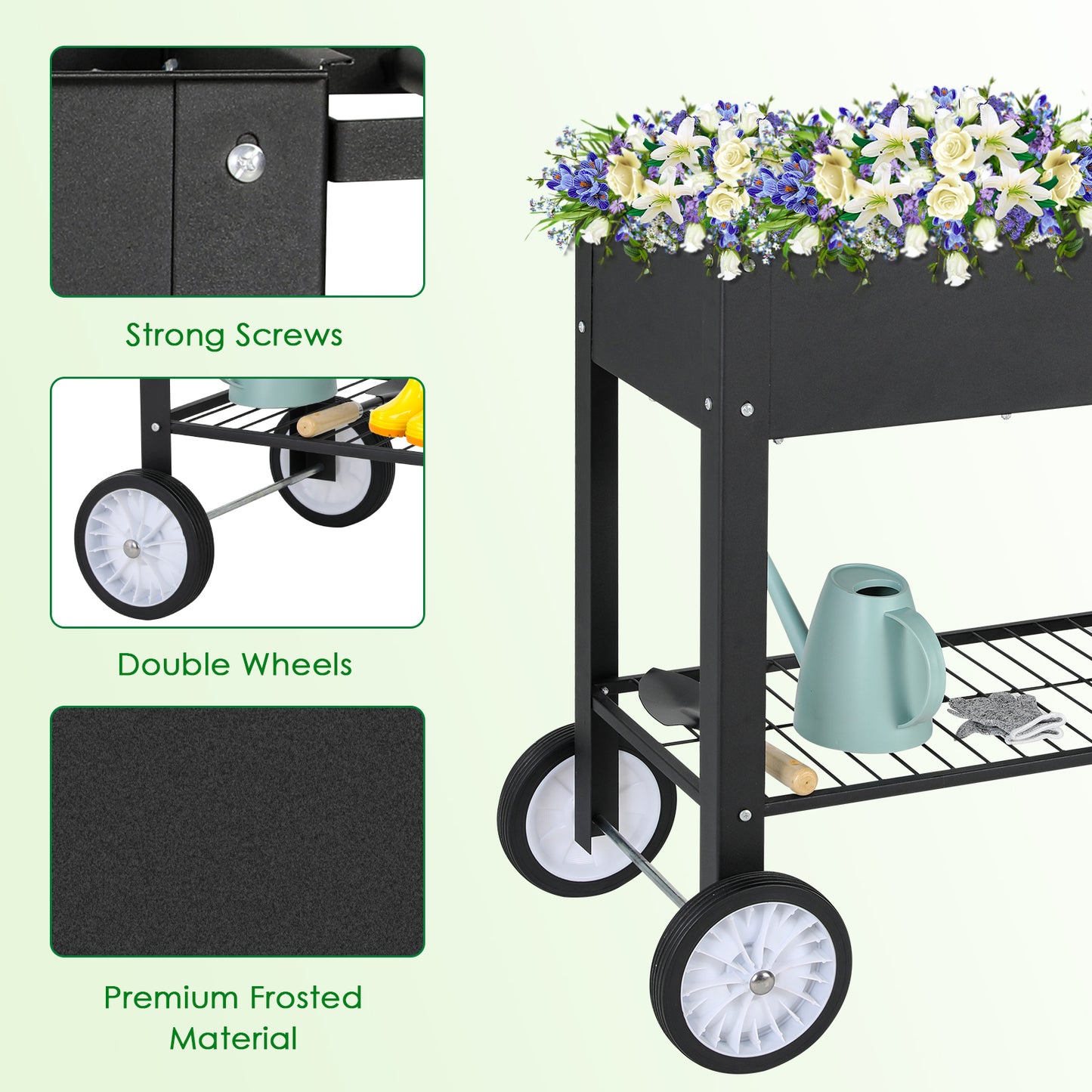 pirecart Raised Garden Bed with Wheels Outdoor Galvanized Metal Elevated Planter Box