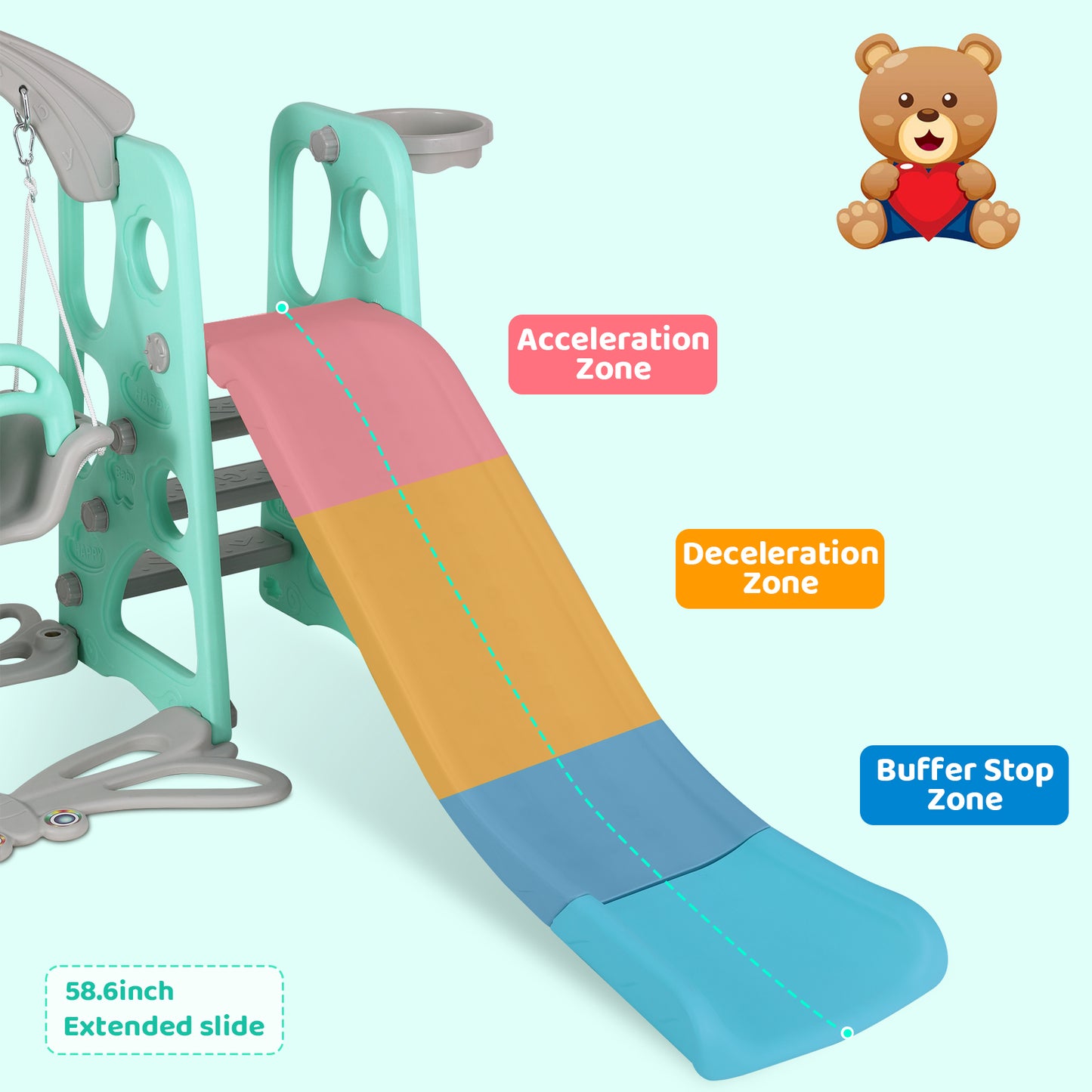 pirecart Toddler Slide and Swing Set, Baby Swing for Indoor Outdoor Playground