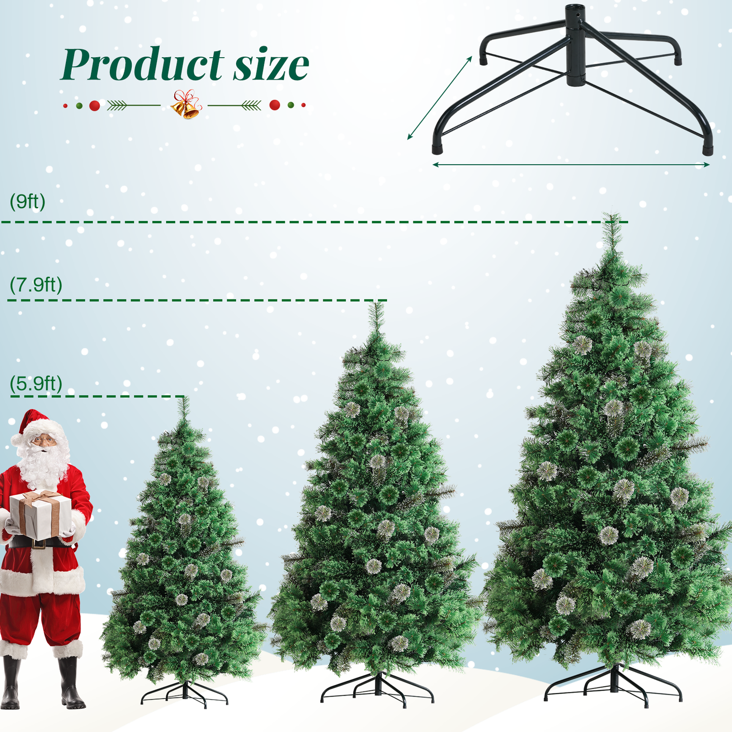 pirecart 6/8/9ft Artificial Holiday Christmas Tree Standing Xmas Tree W/Pre-lighted Decor