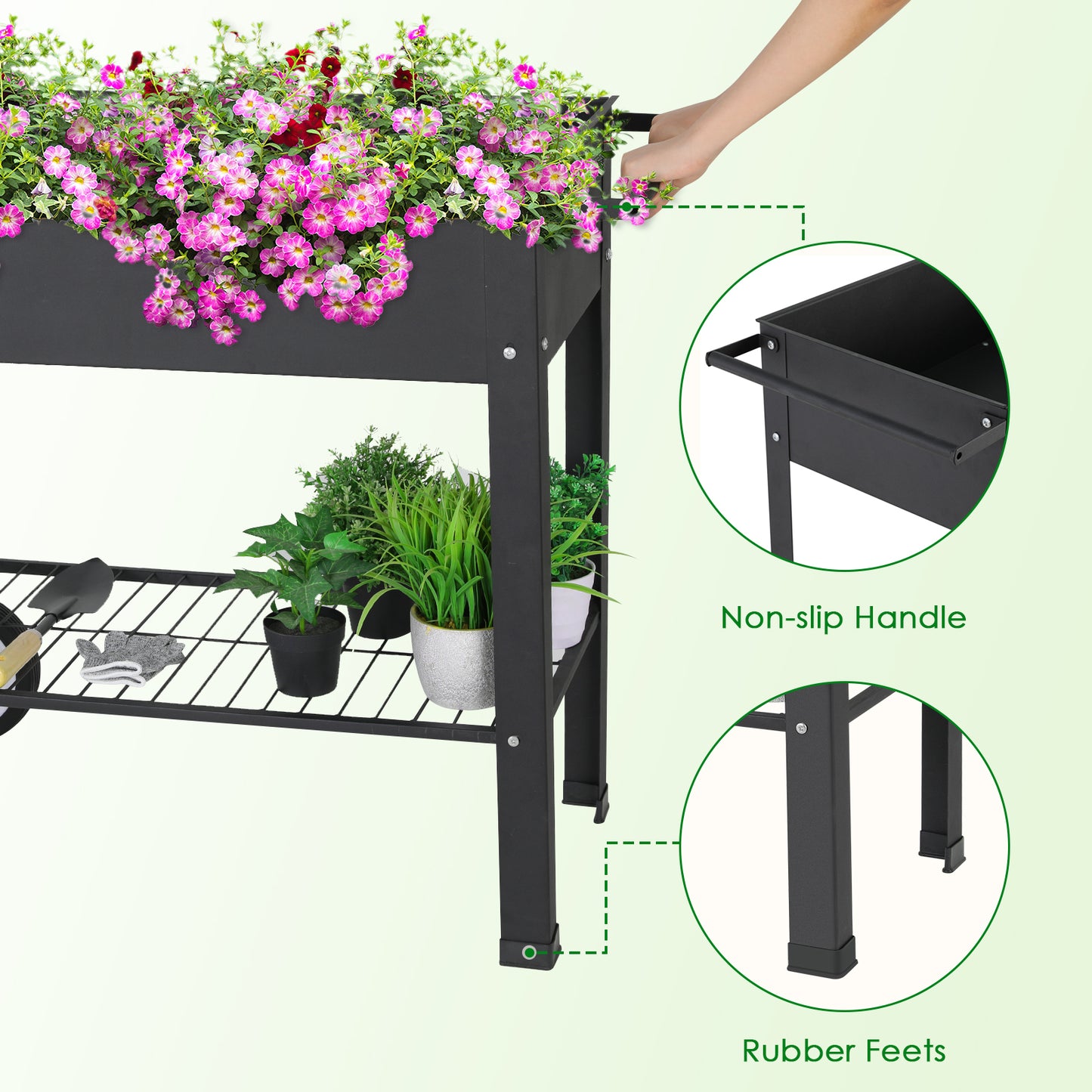 pirecart Raised Garden Bed with Wheels Outdoor Galvanized Metal Elevated Planter Box