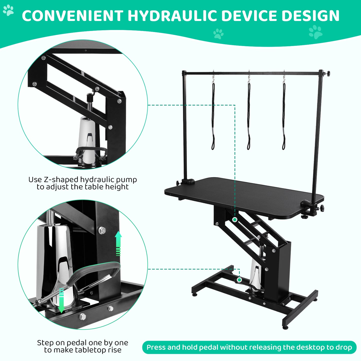 pirecart Hydraulic Pet Dog Grooming Table Heavy Duty Professional Grooming Table for Small/Medium/Large Dogs