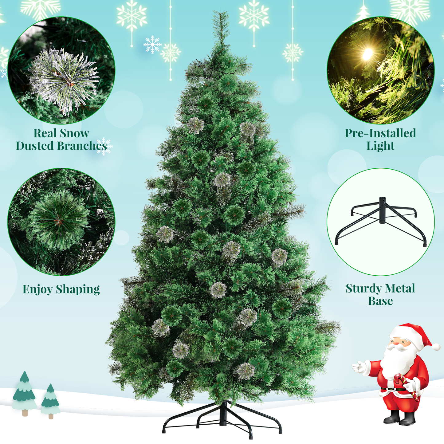 pirecart 6/8/9ft Artificial Holiday Christmas Tree Standing Xmas Tree W/Pre-lighted Decor