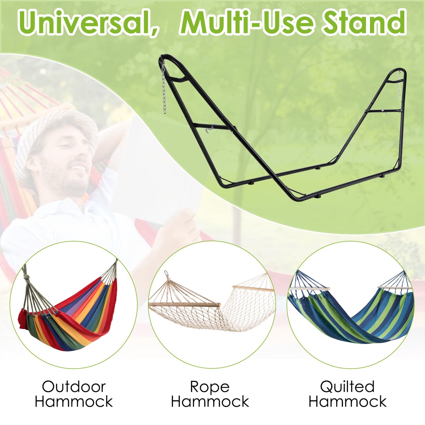 Pirecart 2-3 Person Heavy Duty Hammock Stand, 550 Lb Capacity, Adjustable Metal Hammock Frame, Camping, Backyard, Patio