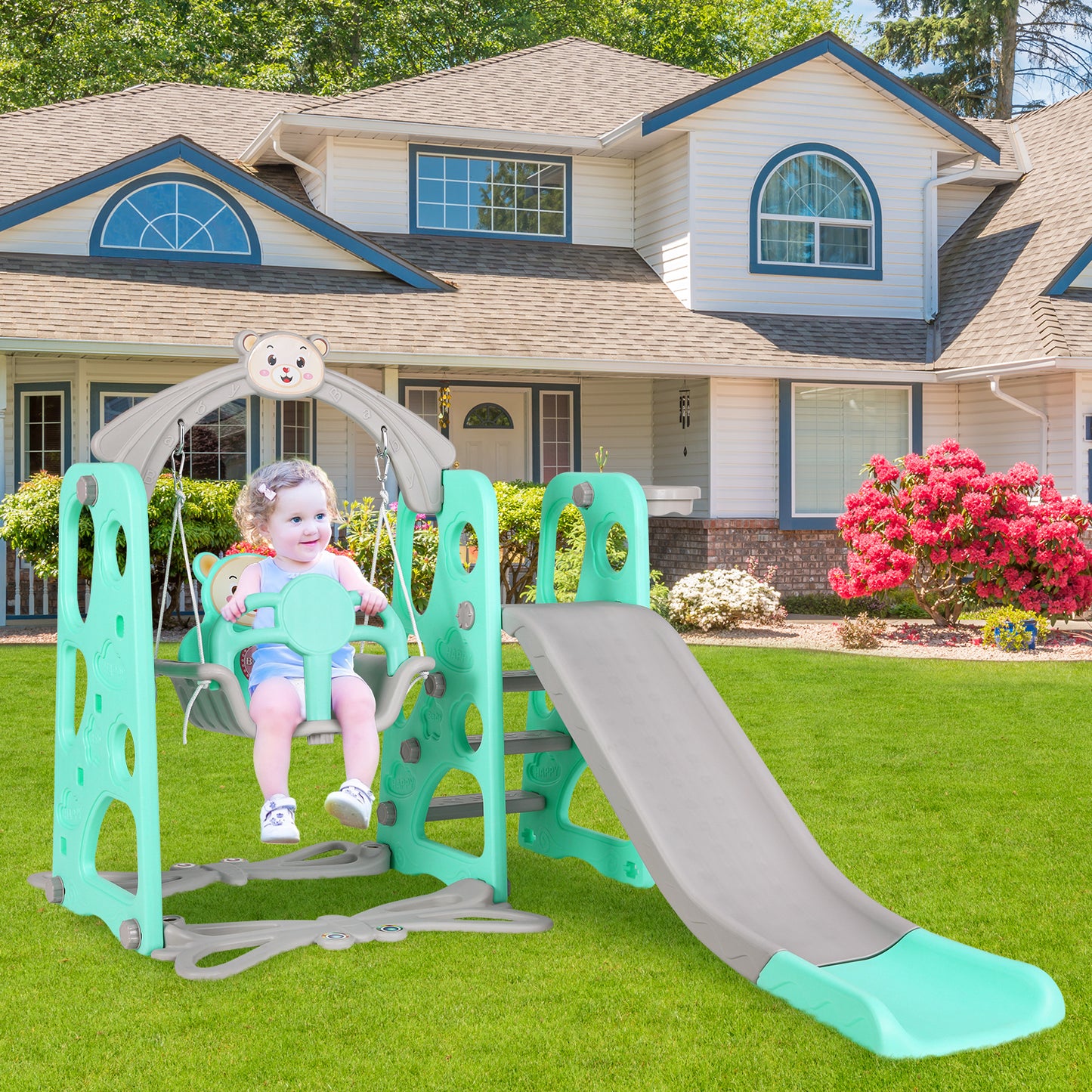 pirecart Toddler Slide and Swing Set, Baby Swing for Indoor Outdoor Playground