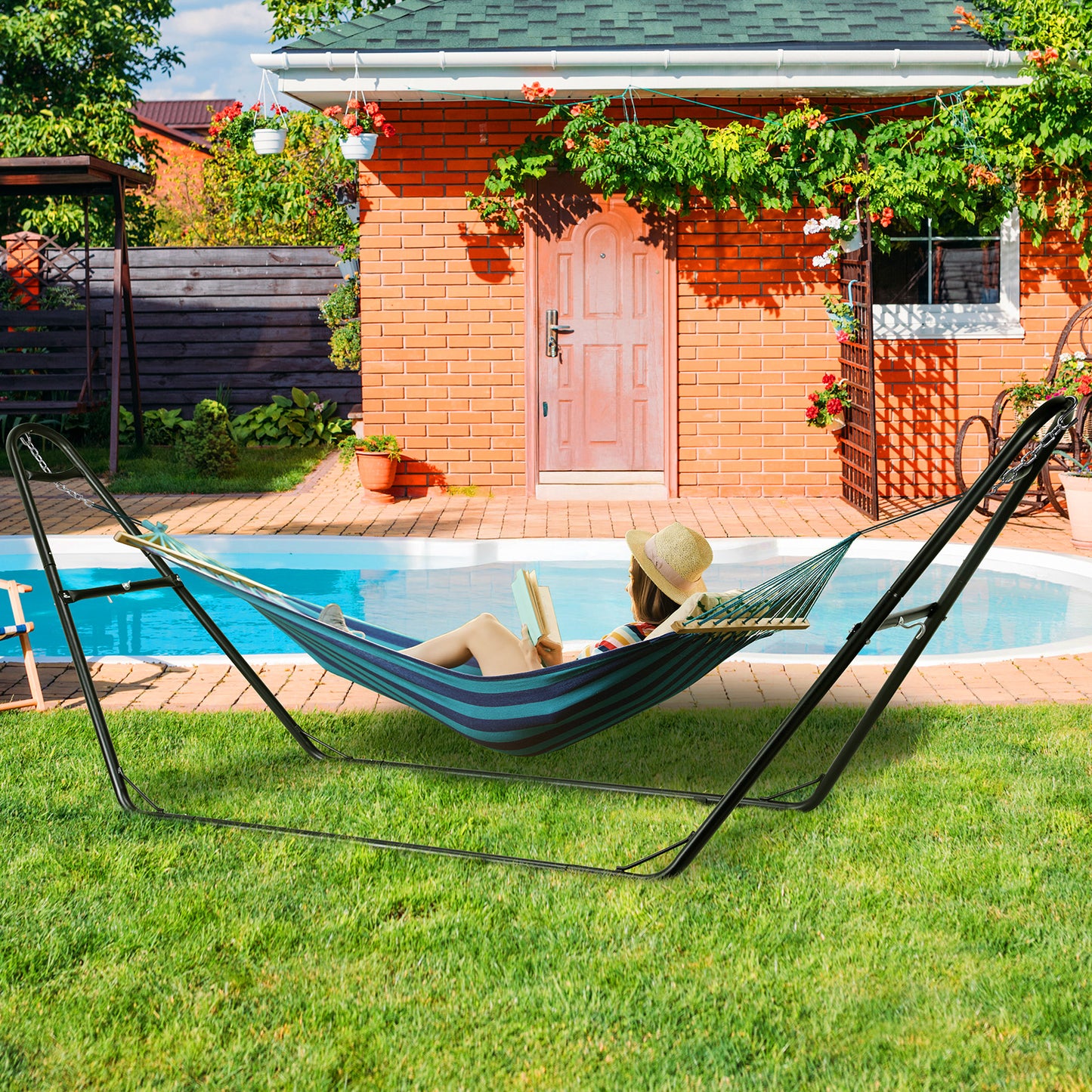 Pirecart 2-3 Person Heavy Duty Hammock Stand, 550 Lb Capacity, Adjustable Metal Hammock Frame, Camping, Backyard, Patio