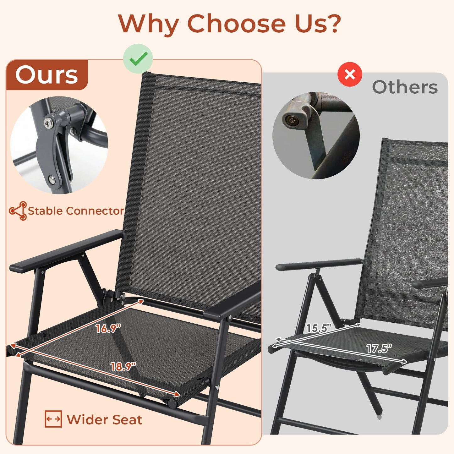 Pirecart 2/4 Pcs Patio Dining Chairs, Outdoor Folding Chairs W/ Breathable Textilene & E-Coating, Armrests & High Back, for Deck, Garden, Poolside
