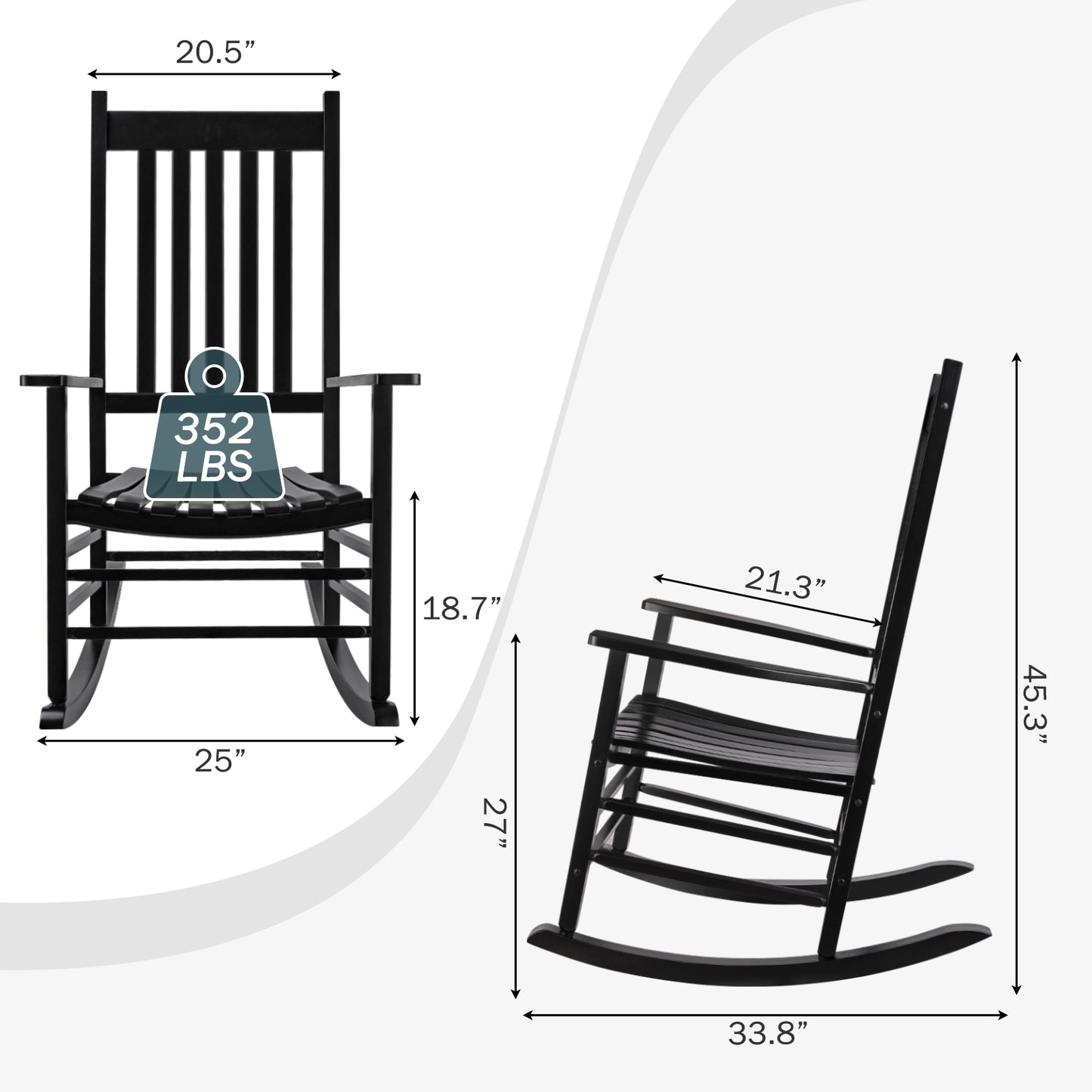 pirecart Wooden Rocking Chair Outdoor with High Back,Indoor, Oversized, Easy to Assemble for Garden,Lawn, Balcony, Backyard,Porch,Wooden Porch Rocker