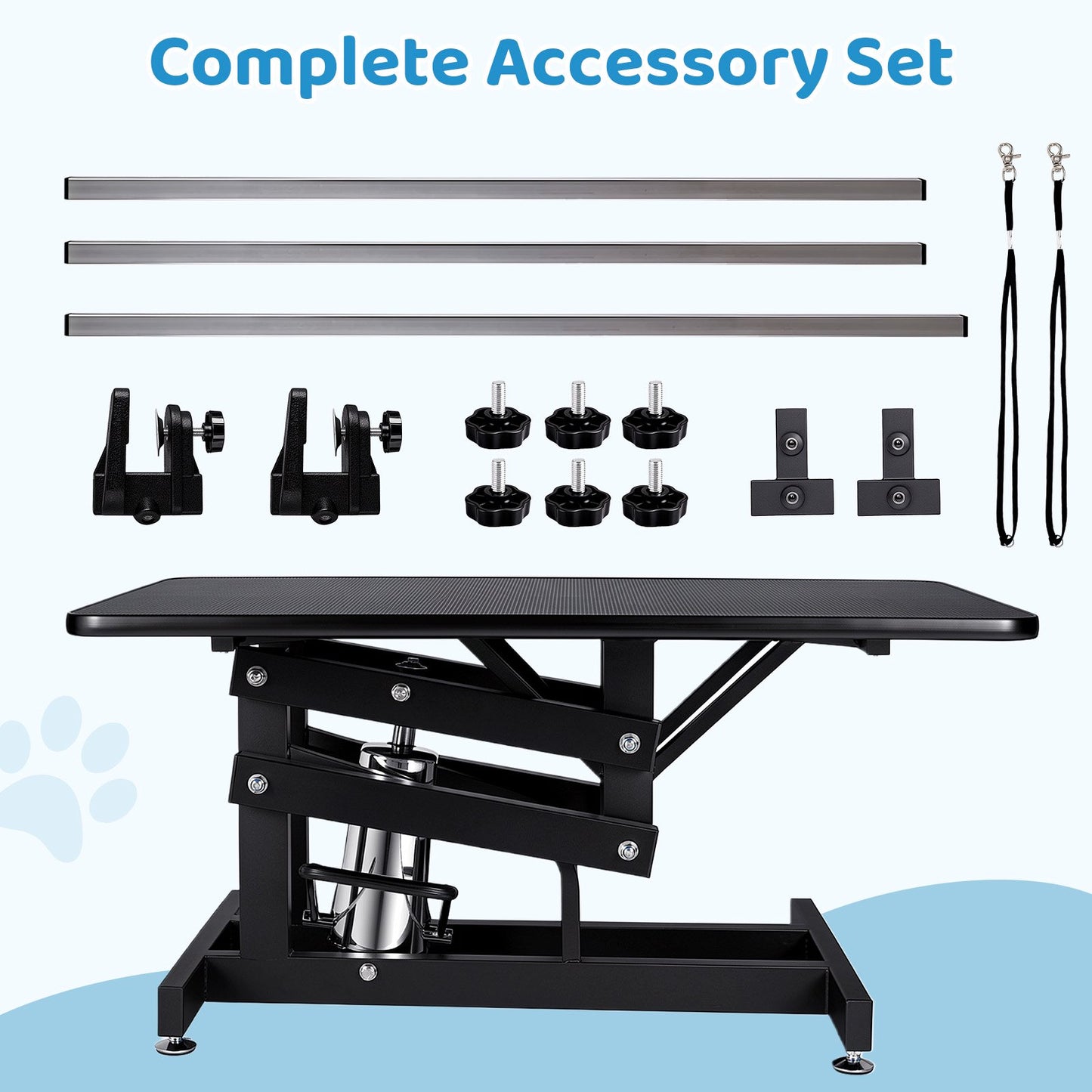 Pirecart Hydraulic Pet Grooming Table, Heavy Duty 21-35 in Height Adjust Grooming Station for Dogs & Cats, Foot Pedal Lift, Overhead Arm, 2 Leash Loops for Bathing, Trimming
