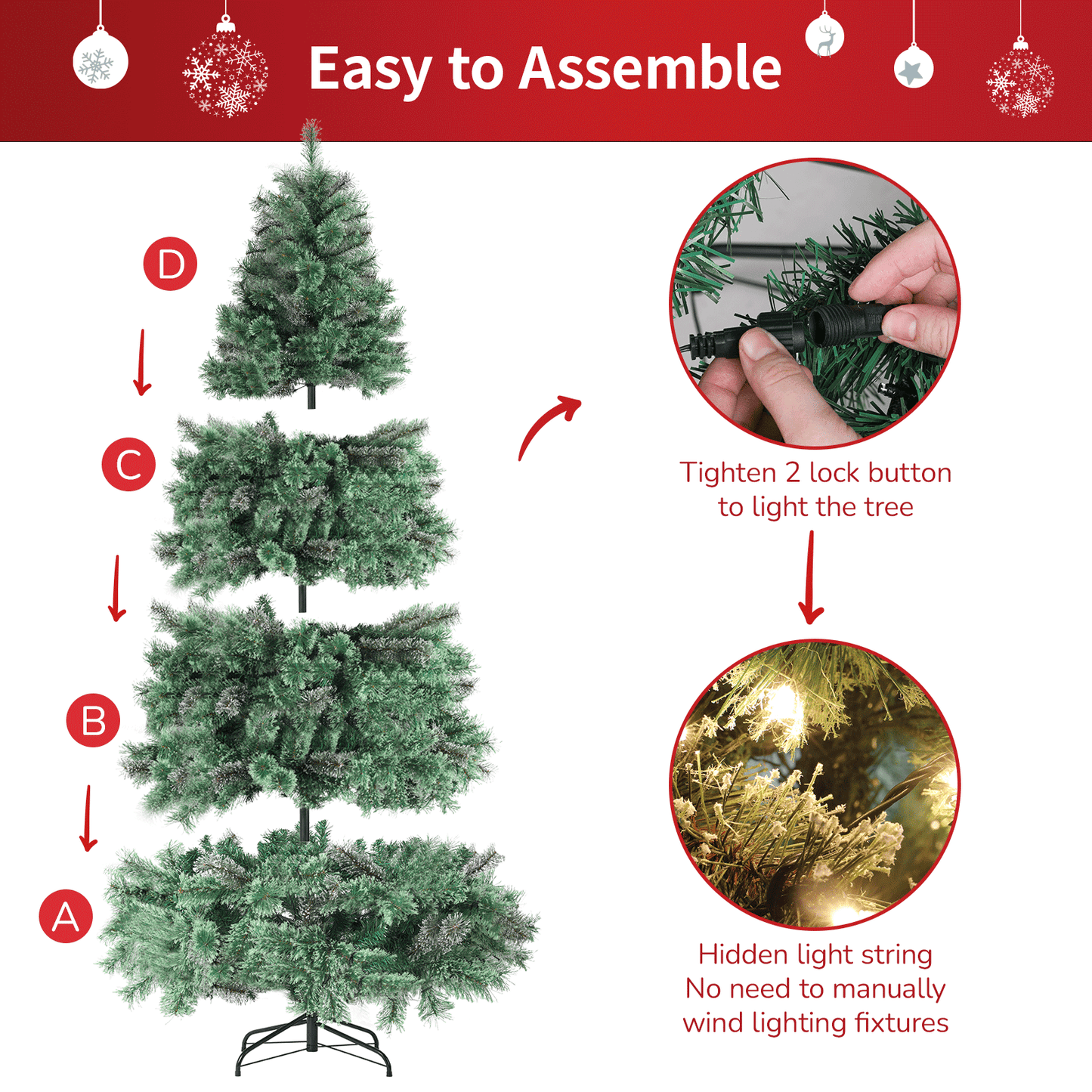 pirecart 6/8/9ft Artificial Holiday Christmas Tree Standing Xmas Tree W/Pre-lighted Decor