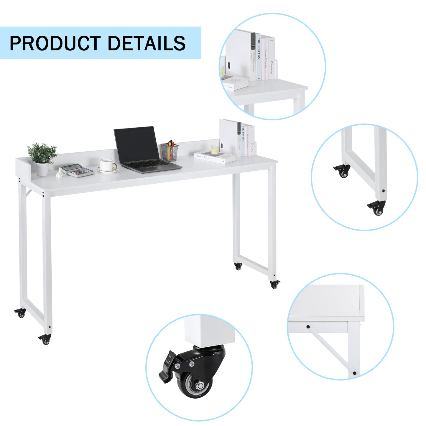 pirecart Mobile Overbed Table Computer Desk Laptop Cart for Queen/Full Size Bed